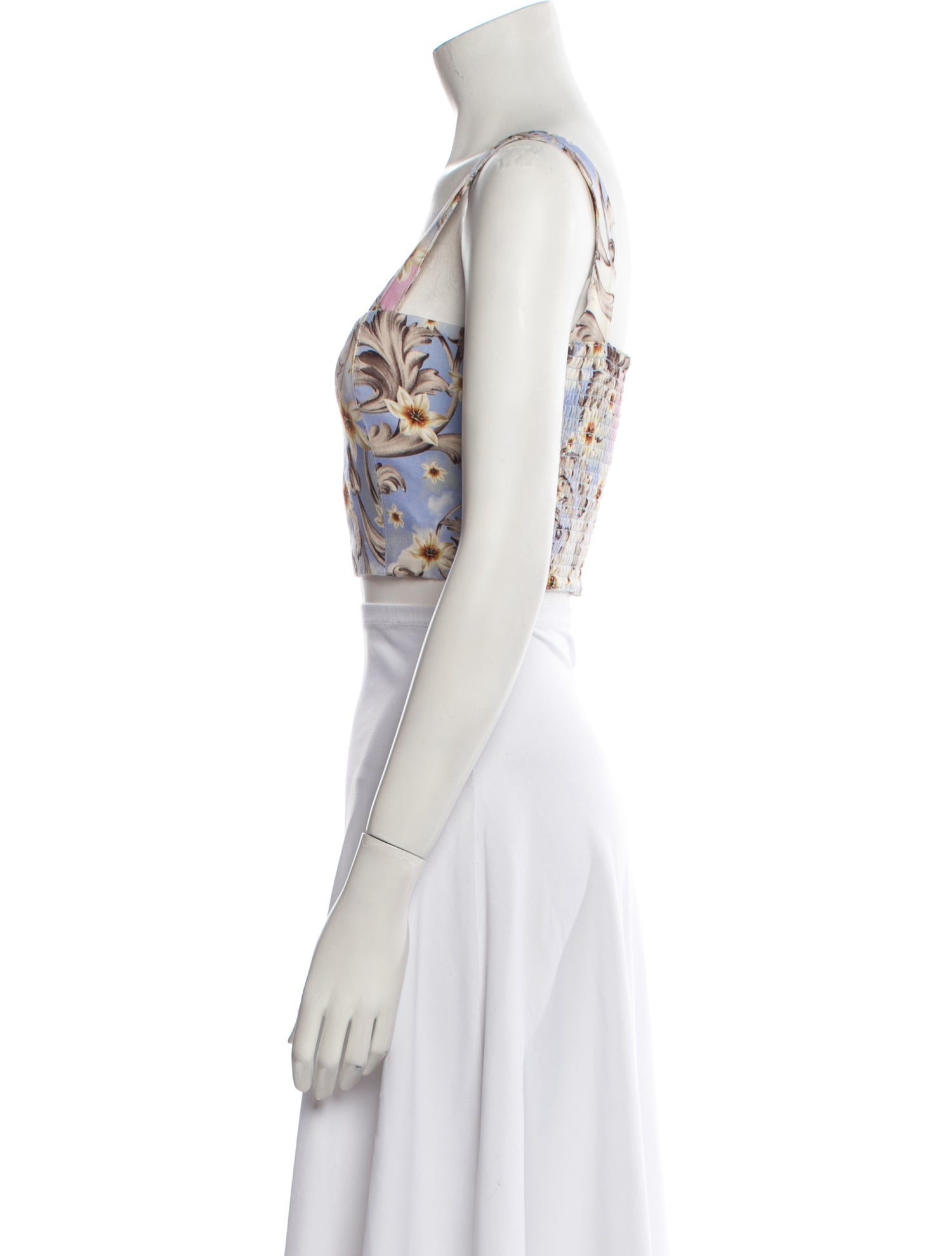 Agua Bendita Floral Print Square Neckline Crop Top