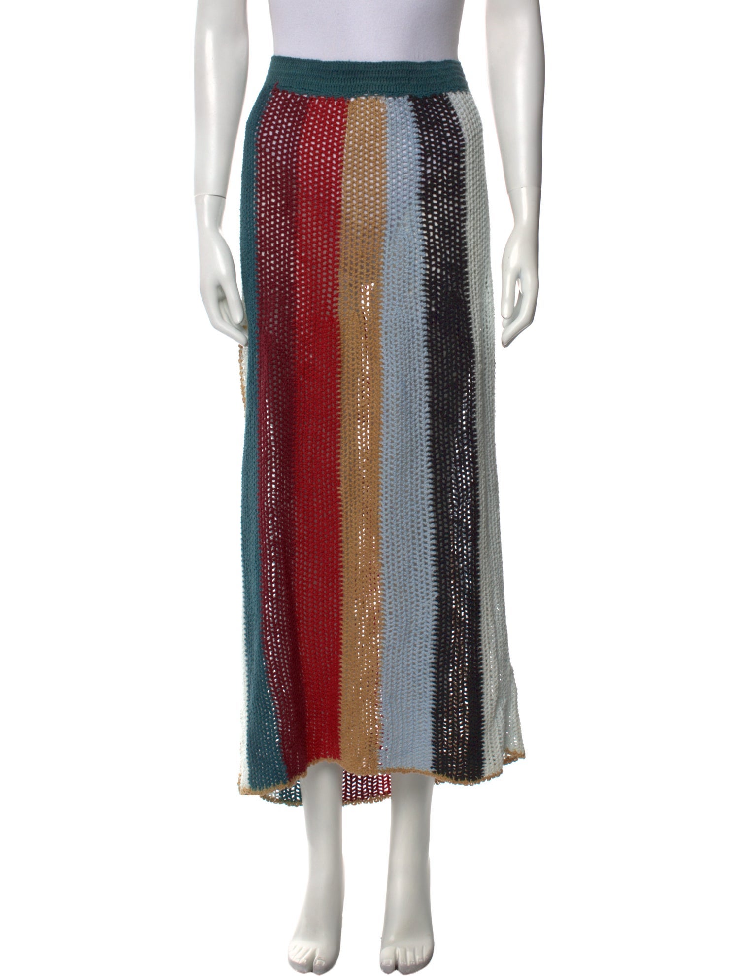 Agua Bendita Striped Midi Length Skirt