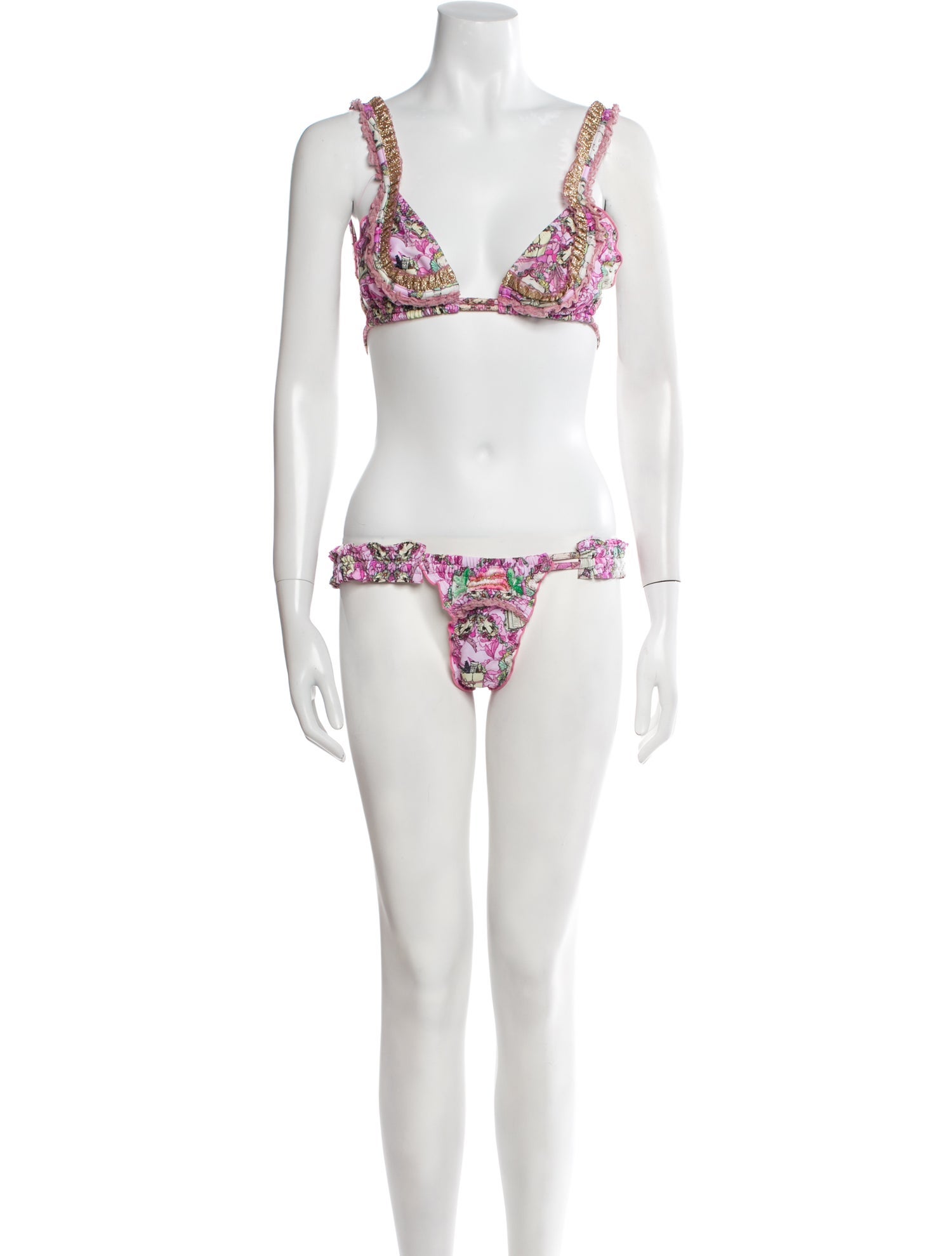 Agua Bendita Printed Mesh Accents One-Piece w/ Tags
