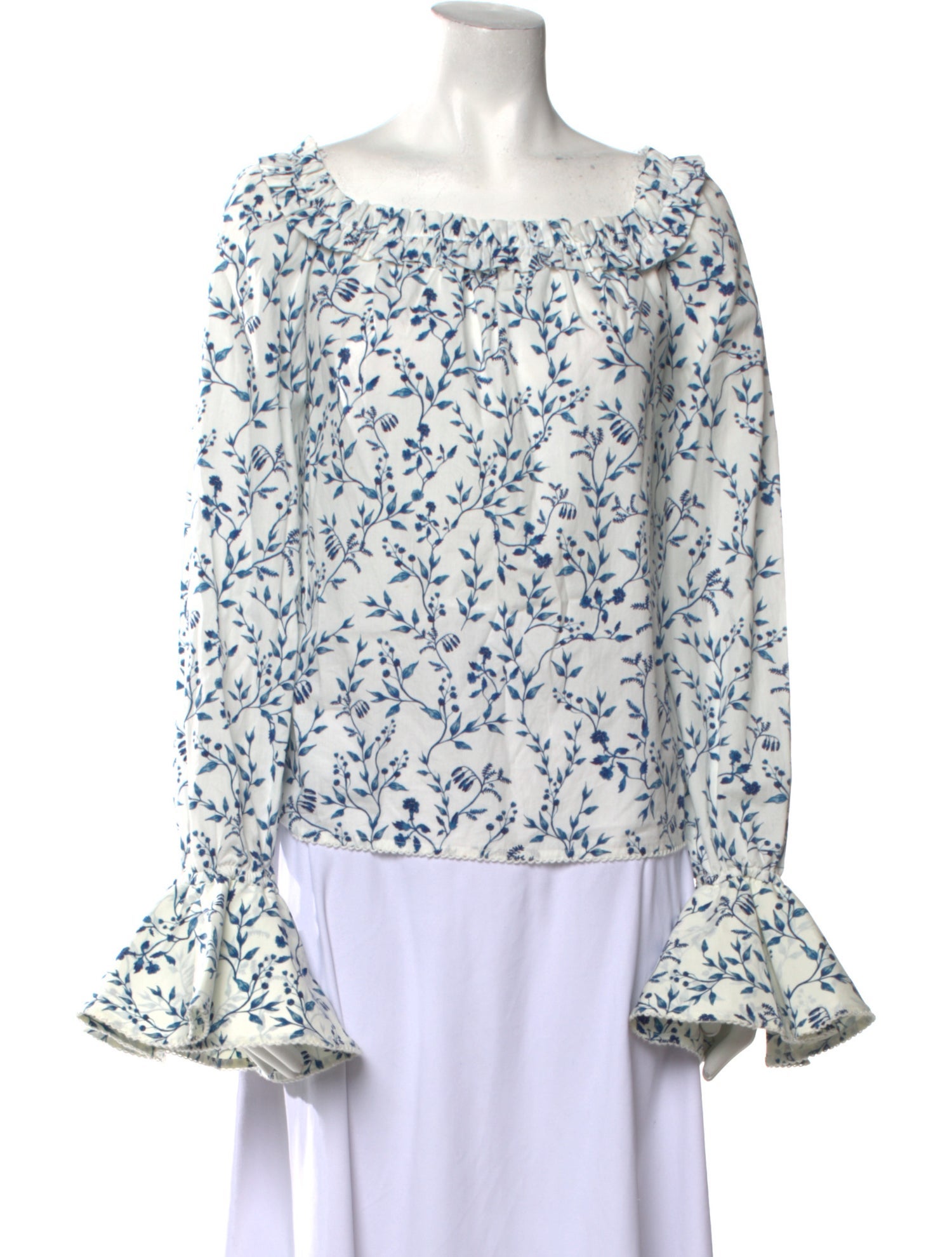 Agua Bendita Floral Print Bateau Neckline Blouse