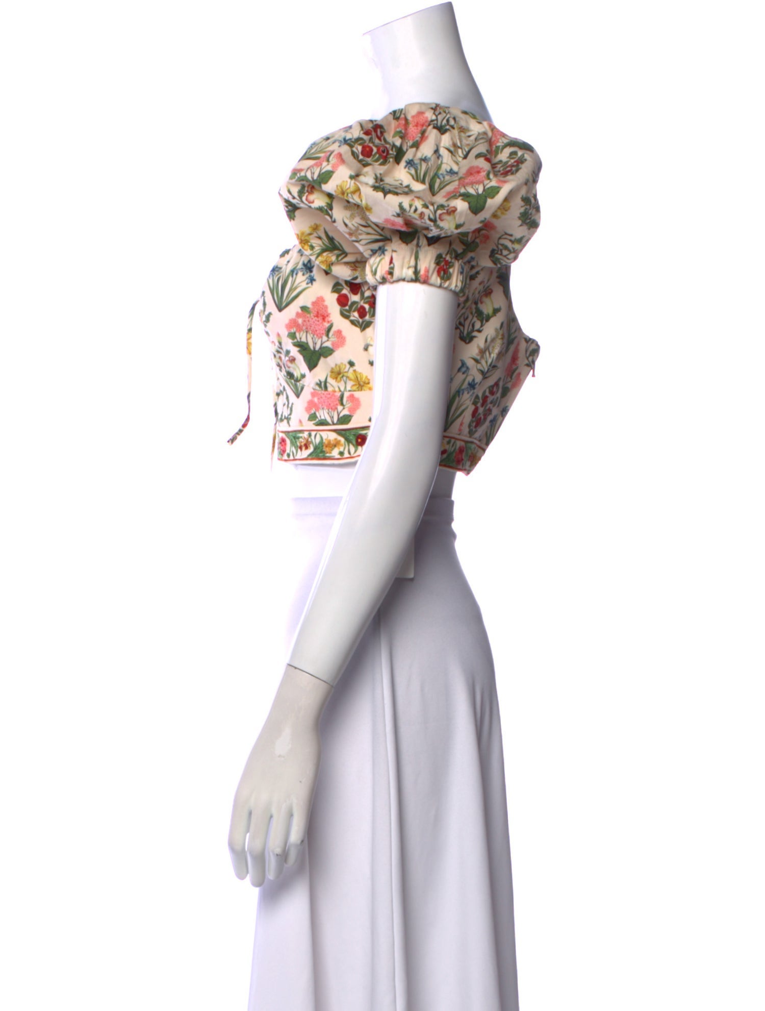 Agua Bendita Printed Square Neckline Crop Top