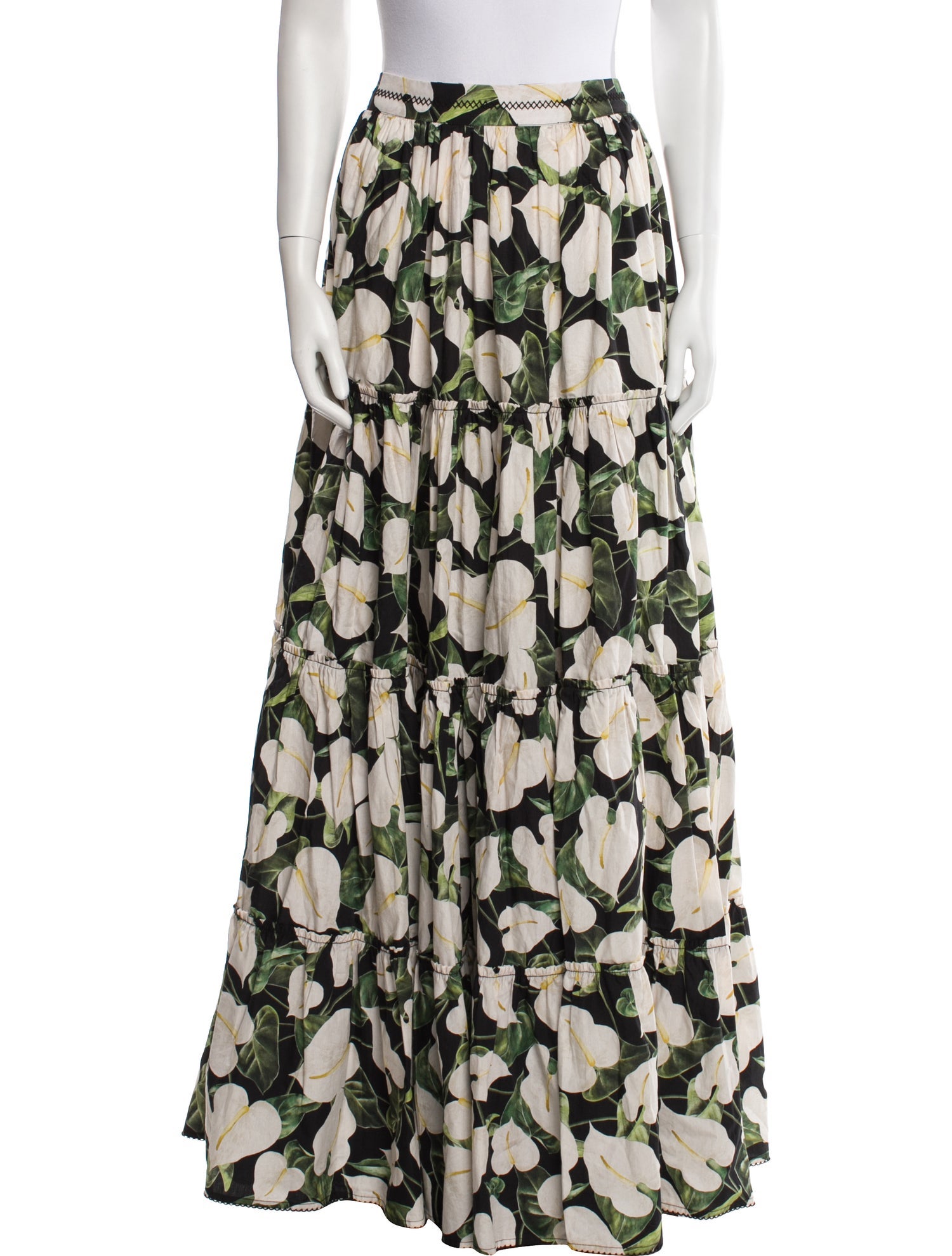 Agua Bendita Floral Print Long Skirt