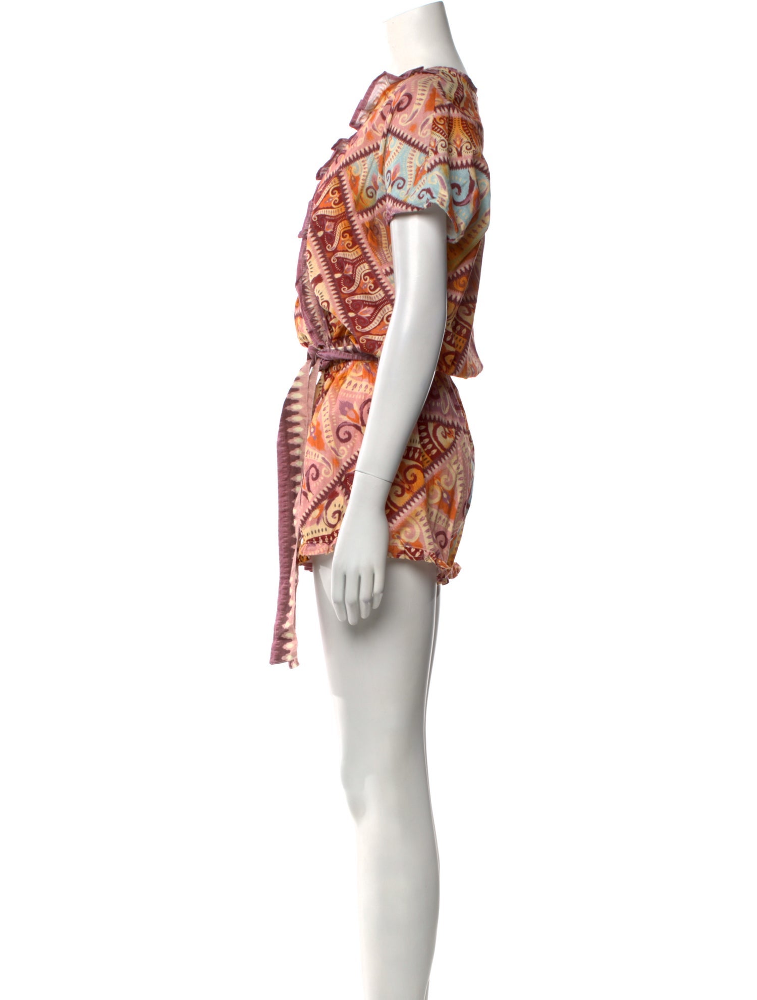 Agua Bendita Printed V-Neck Romper