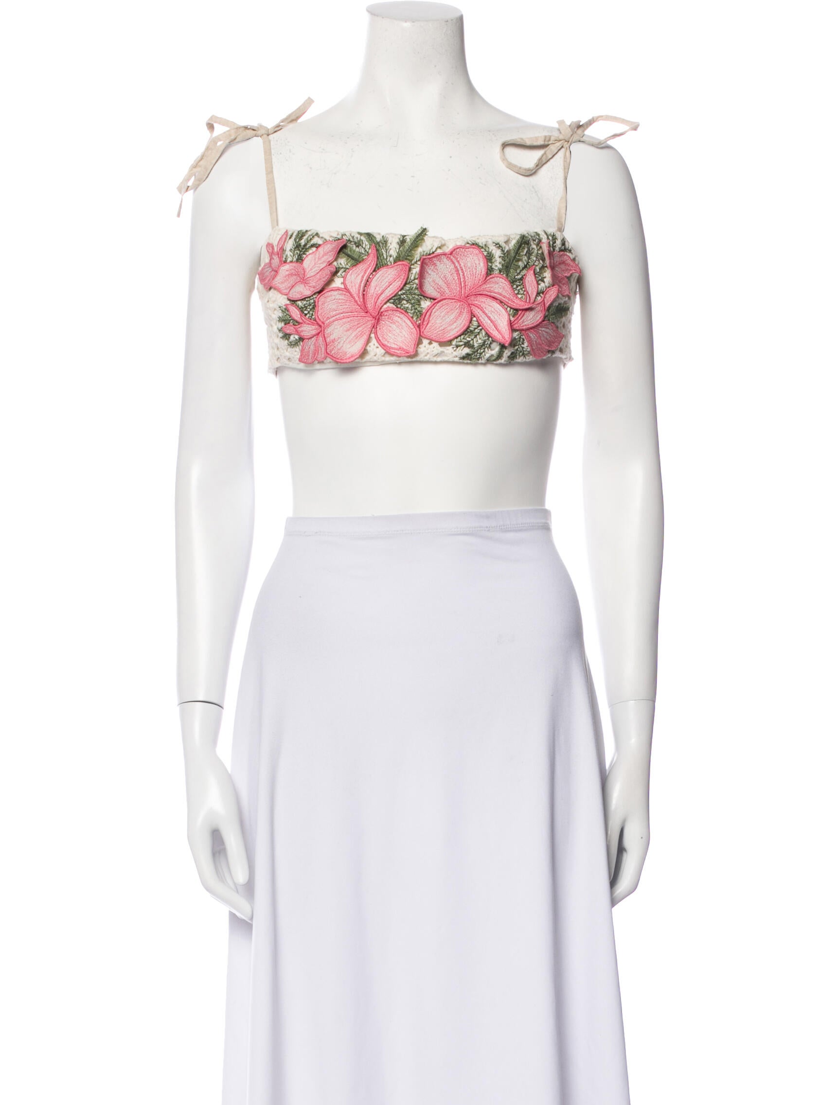 Agua Bendita Floral Print Square Neckline Crop Top