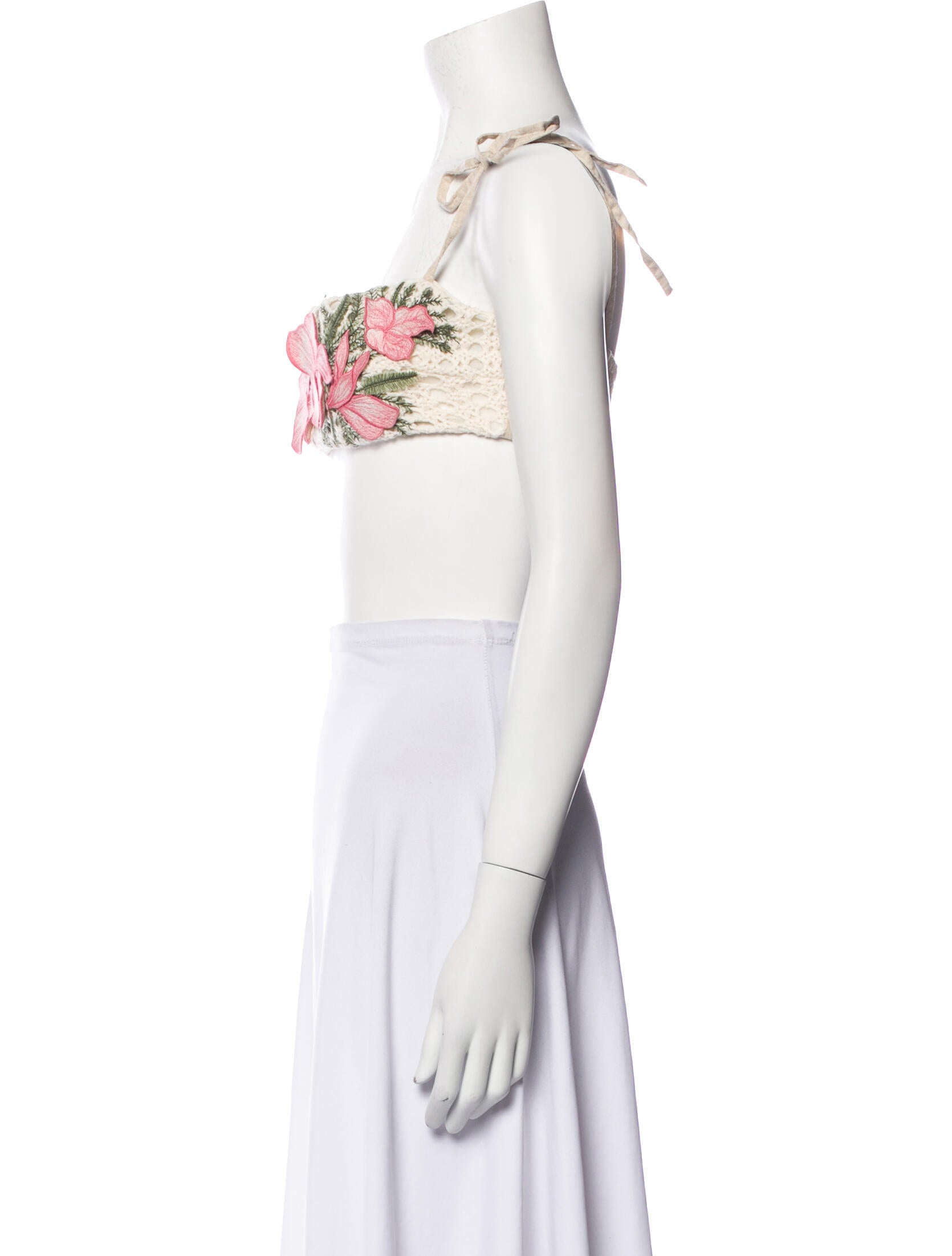 Agua Bendita Floral Print Square Neckline Crop Top