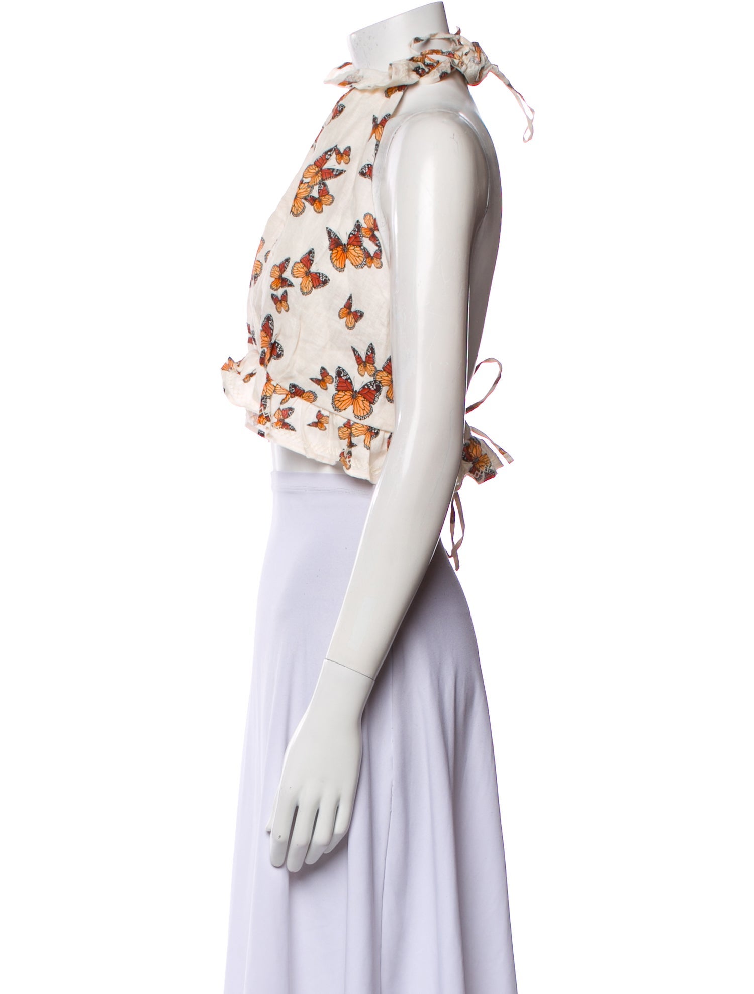 Agua Bendita Linen Floral Print Crop Top