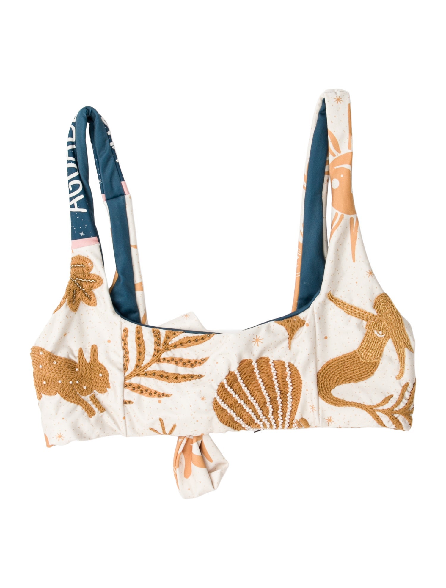 Agua Bendita Printed Studded Accents Top