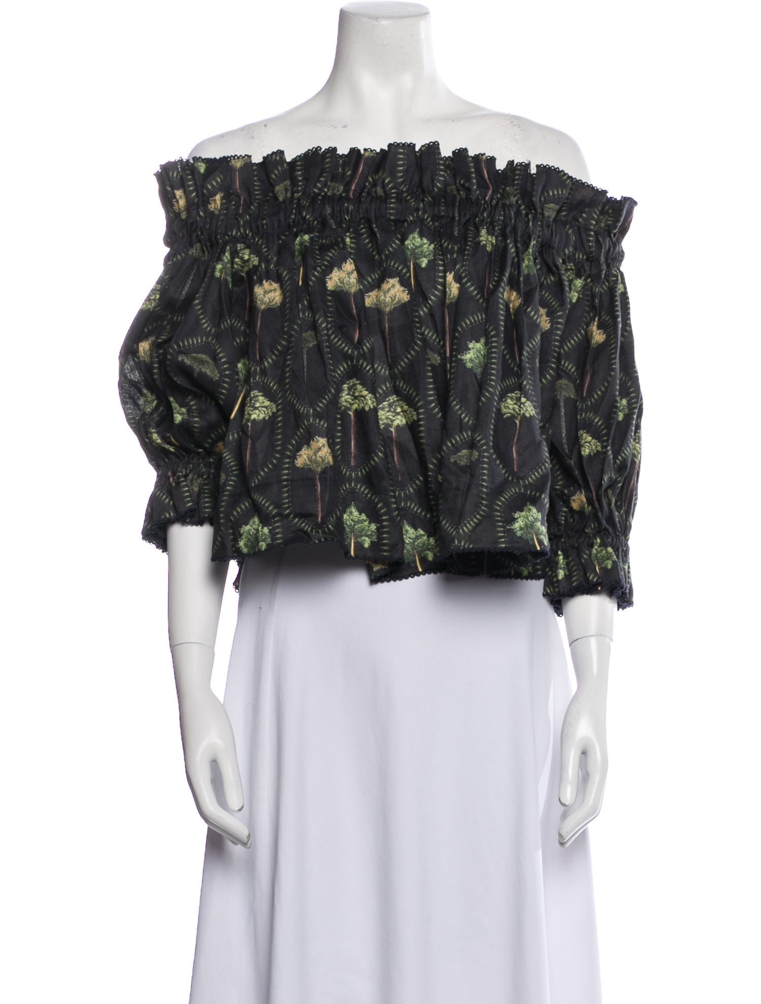 Agua Bendita Linen Printed Crop Top