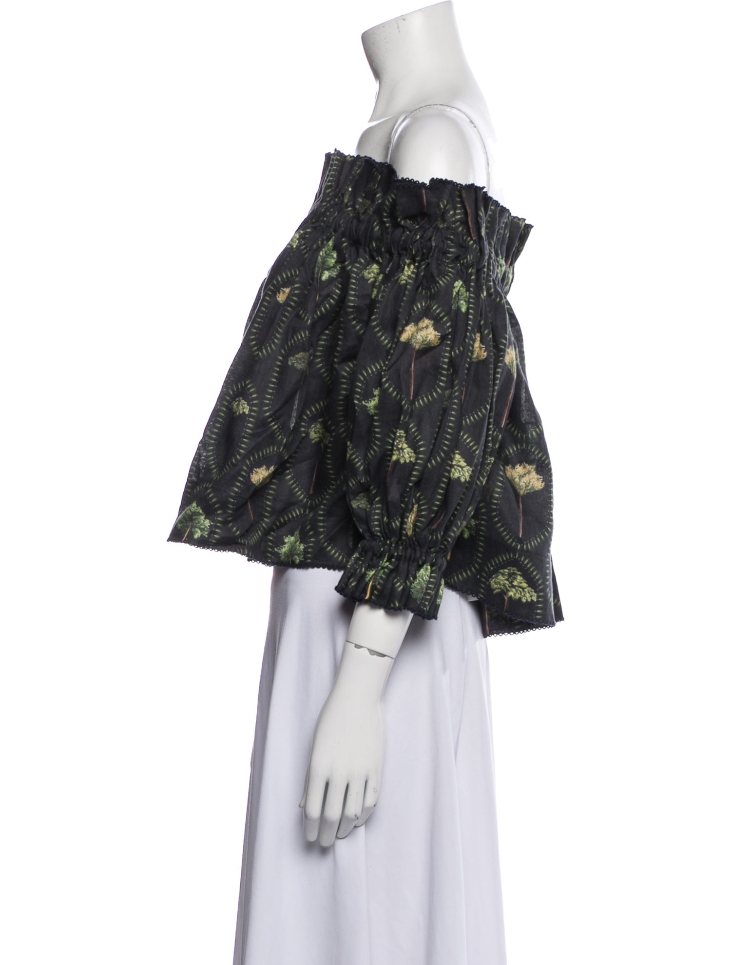 Agua Bendita Linen Printed Crop Top