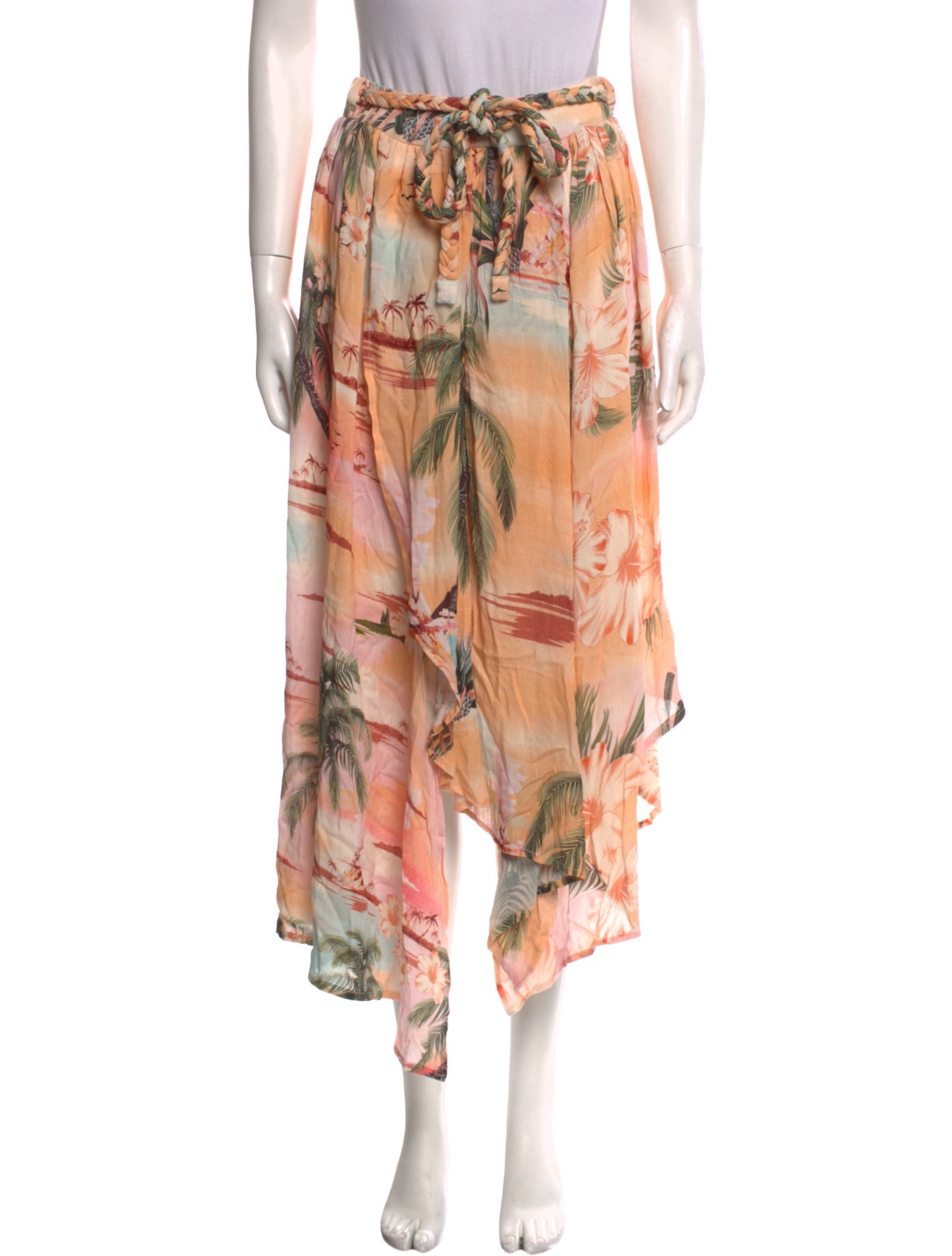 Agua Bendita Floral Print Midi Length Skirt