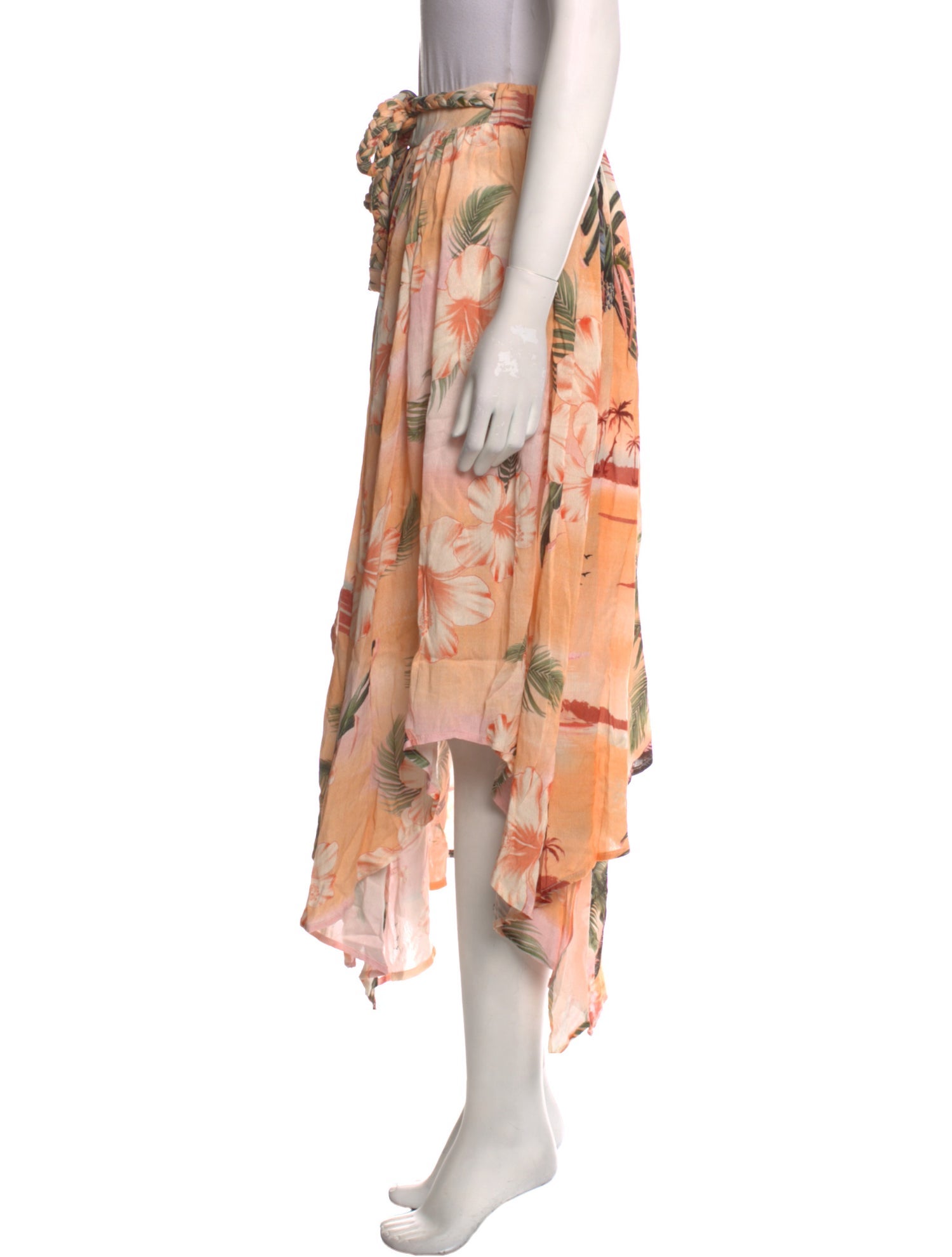 Agua Bendita Floral Print Midi Length Skirt