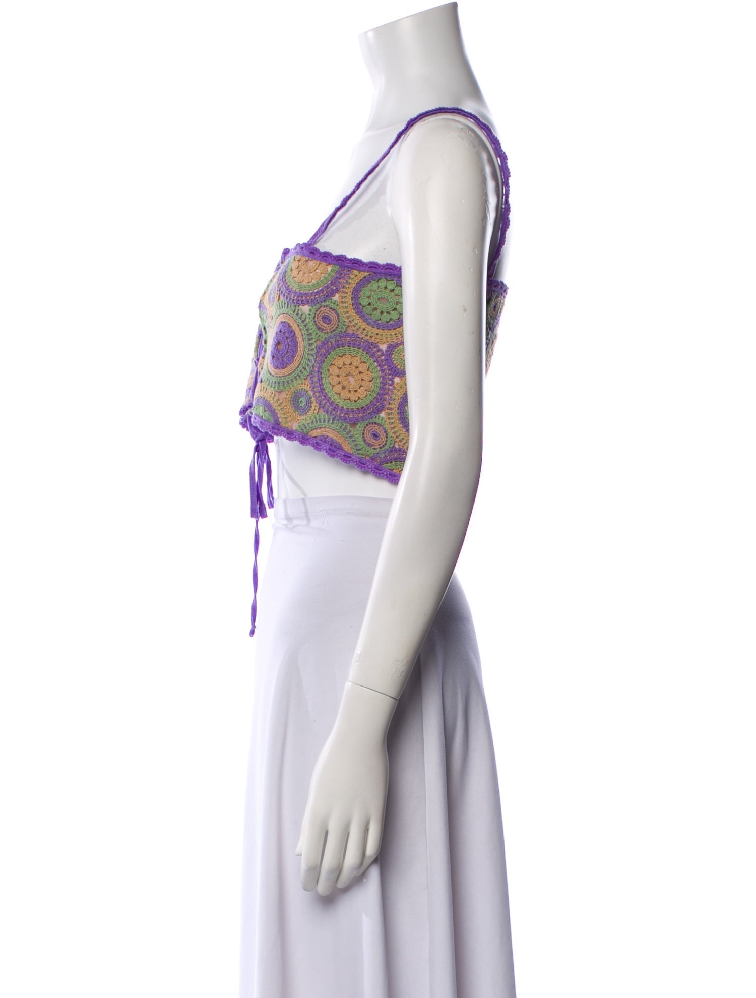 Agua Bendita Patterned Square Neckline Crop Top