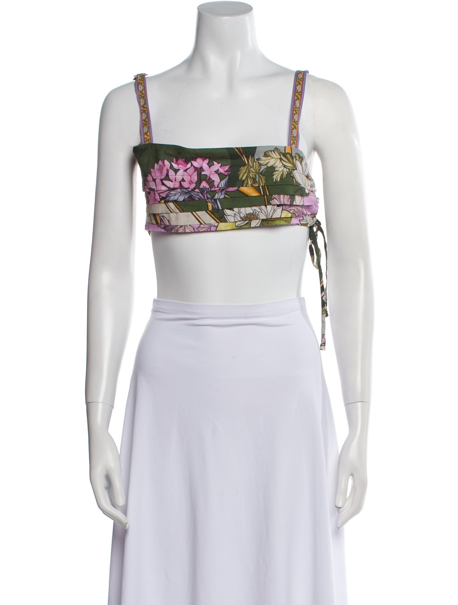 Agua Bendita Floral Print Square Neckline Crop Top