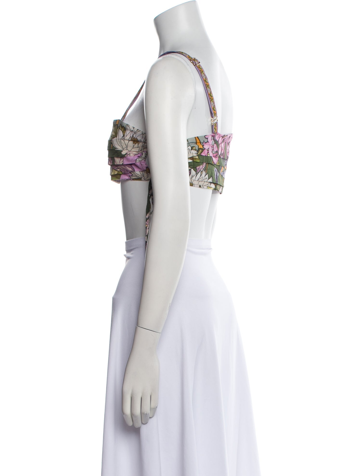 Agua Bendita Floral Print Square Neckline Crop Top