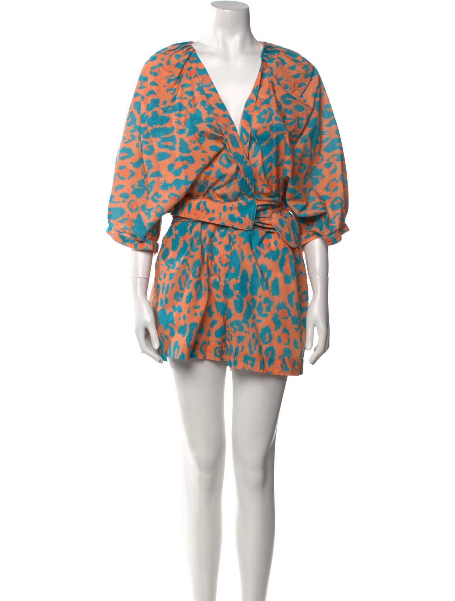 Agua Bendita Printed V-Neck Romper