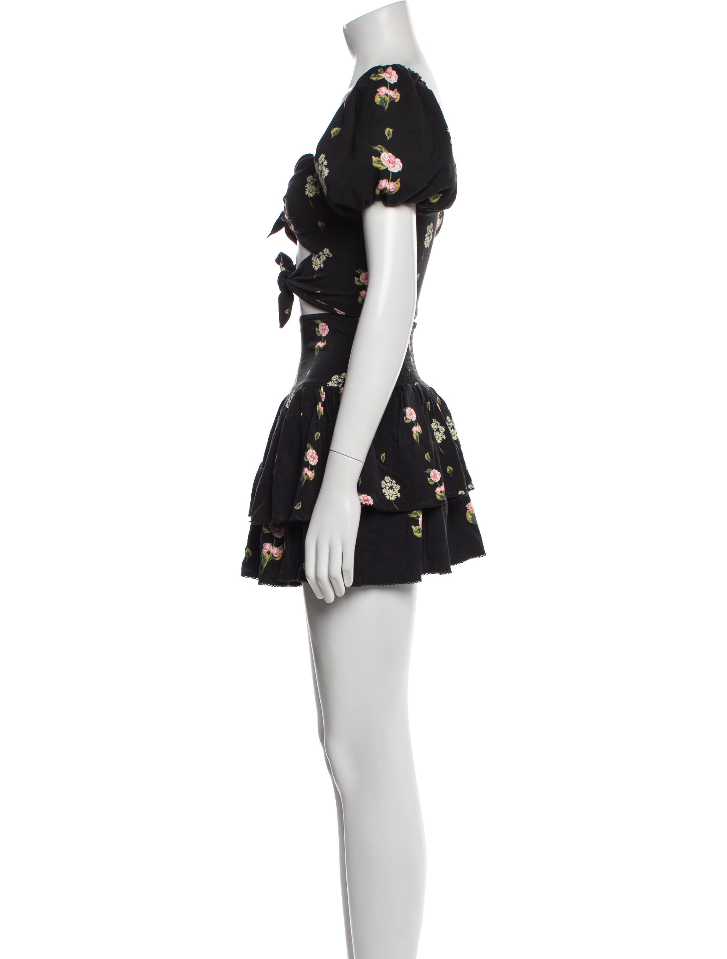 Agua Bendita Linen Floral Print Skirt Set