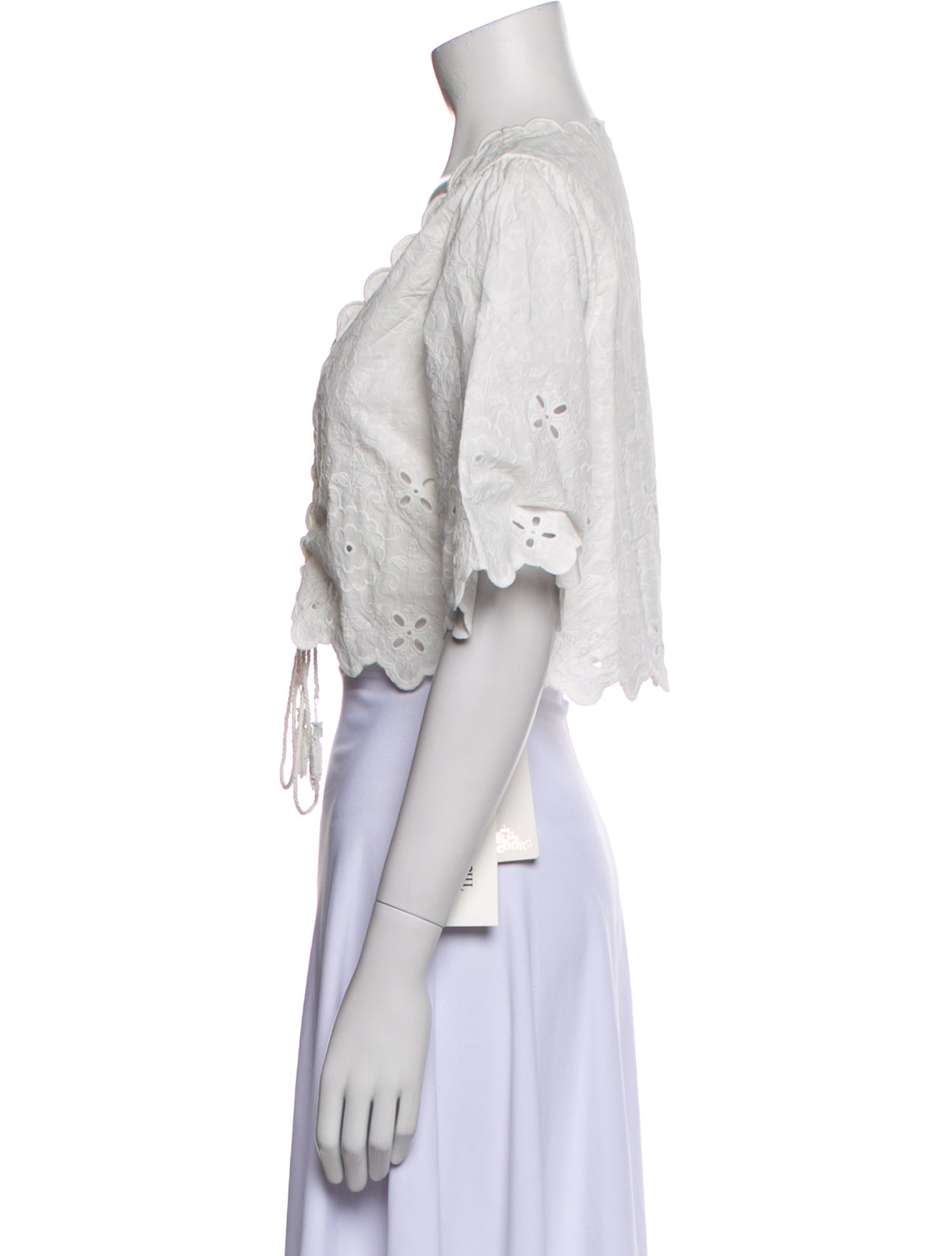 Agua Bendita V-Neck Three-Quarter Sleeve Crop Top w/ Tags