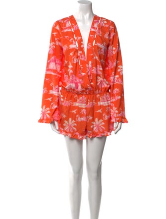 Agua Bendita Printed V-Neck Romper