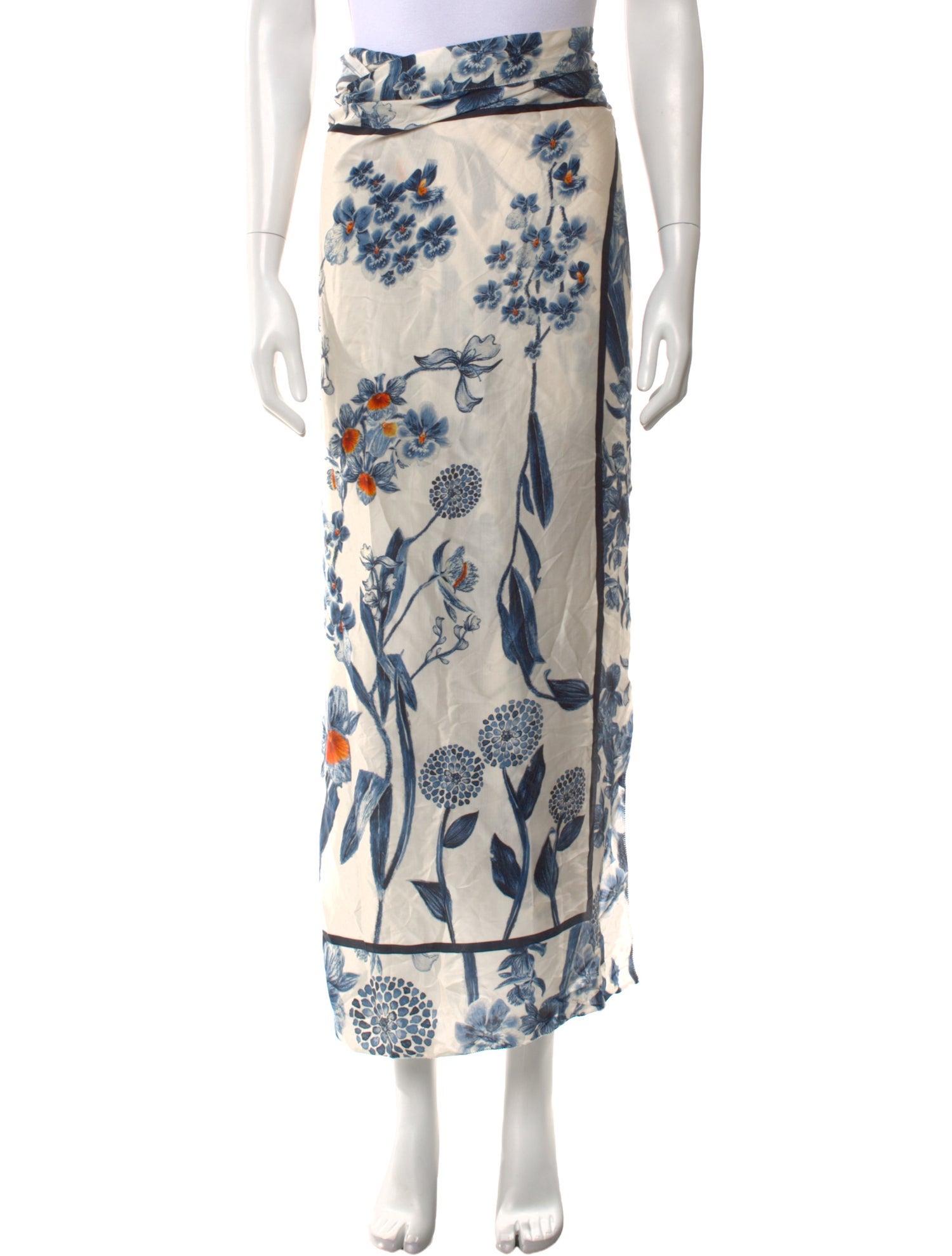 Agua Bendita Floral Print Midi Length Skirt