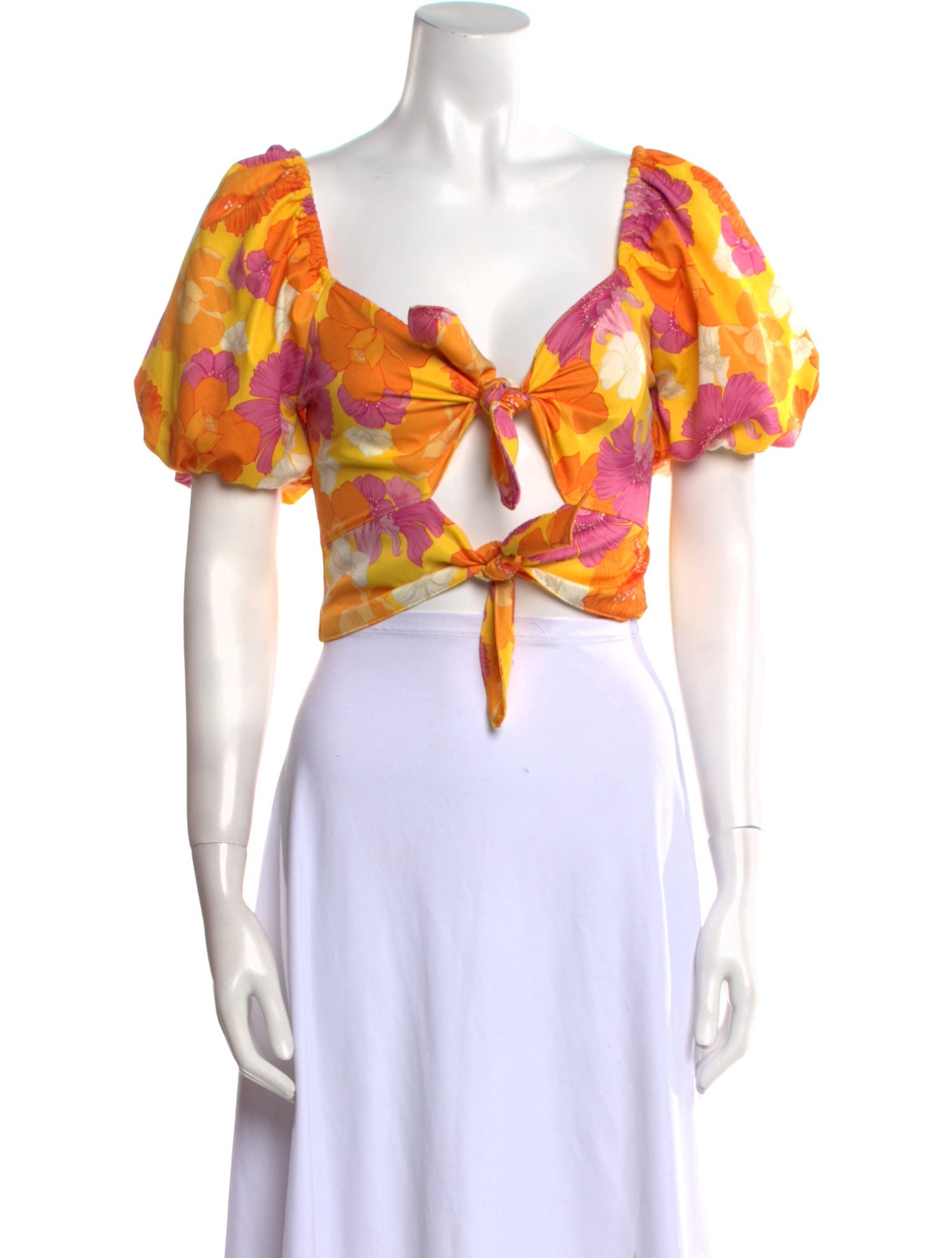 Agua Bendita Floral Print V-Neck Crop Top