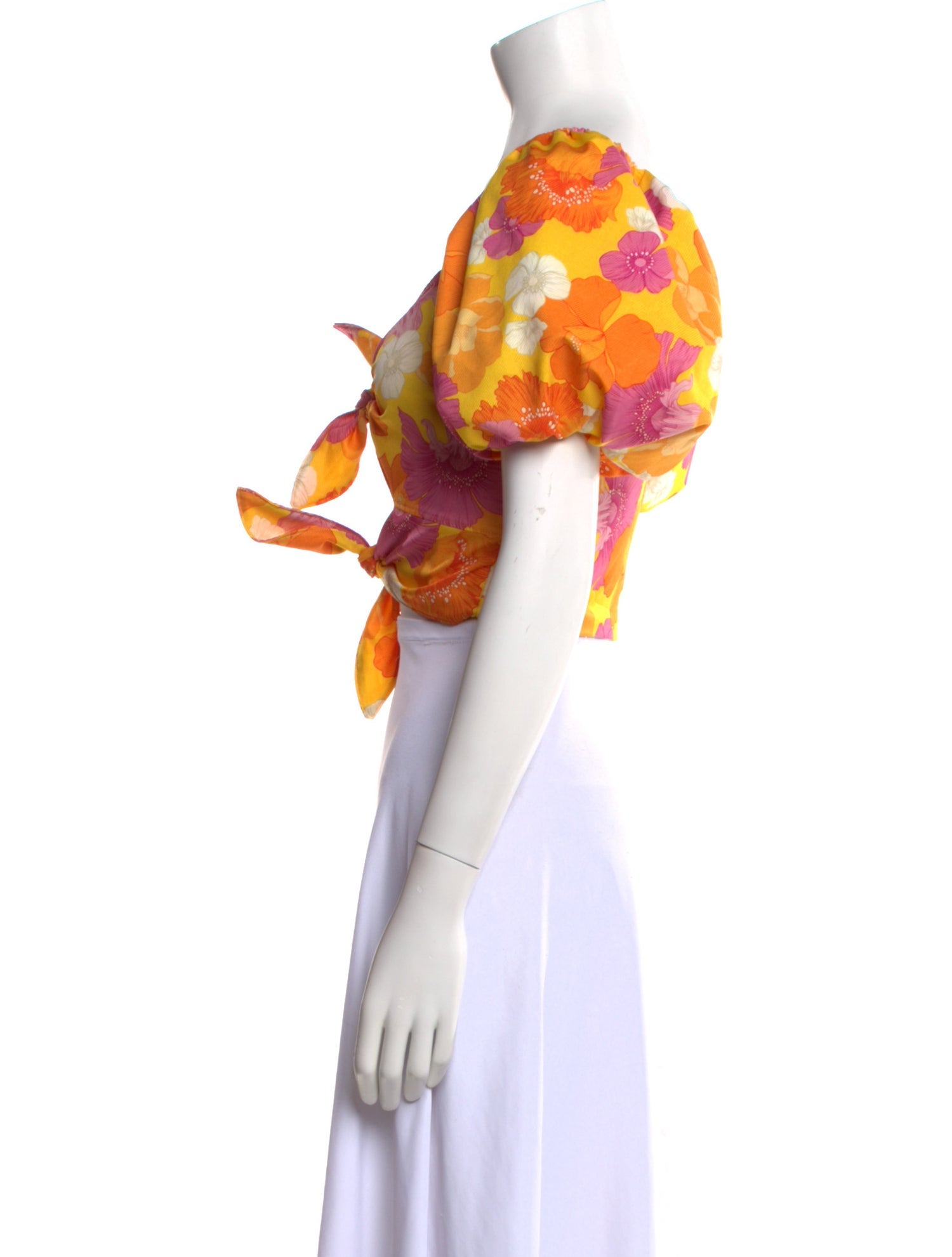 Agua Bendita Floral Print V-Neck Crop Top