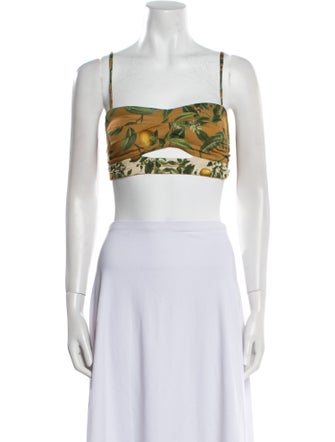 Agua Bendita Printed Square Neckline Crop Top