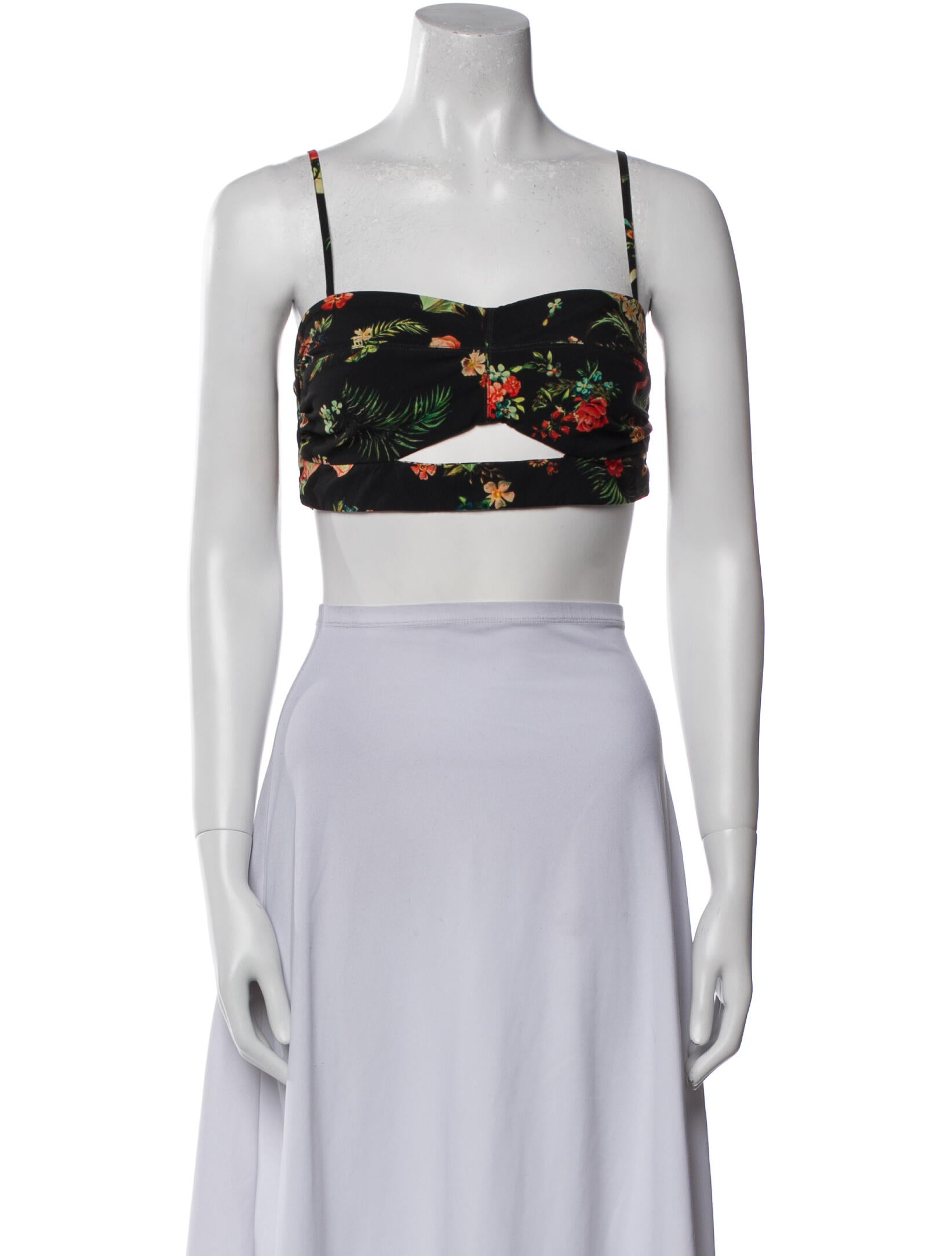Agua Bendita Printed Square Neckline Crop Top