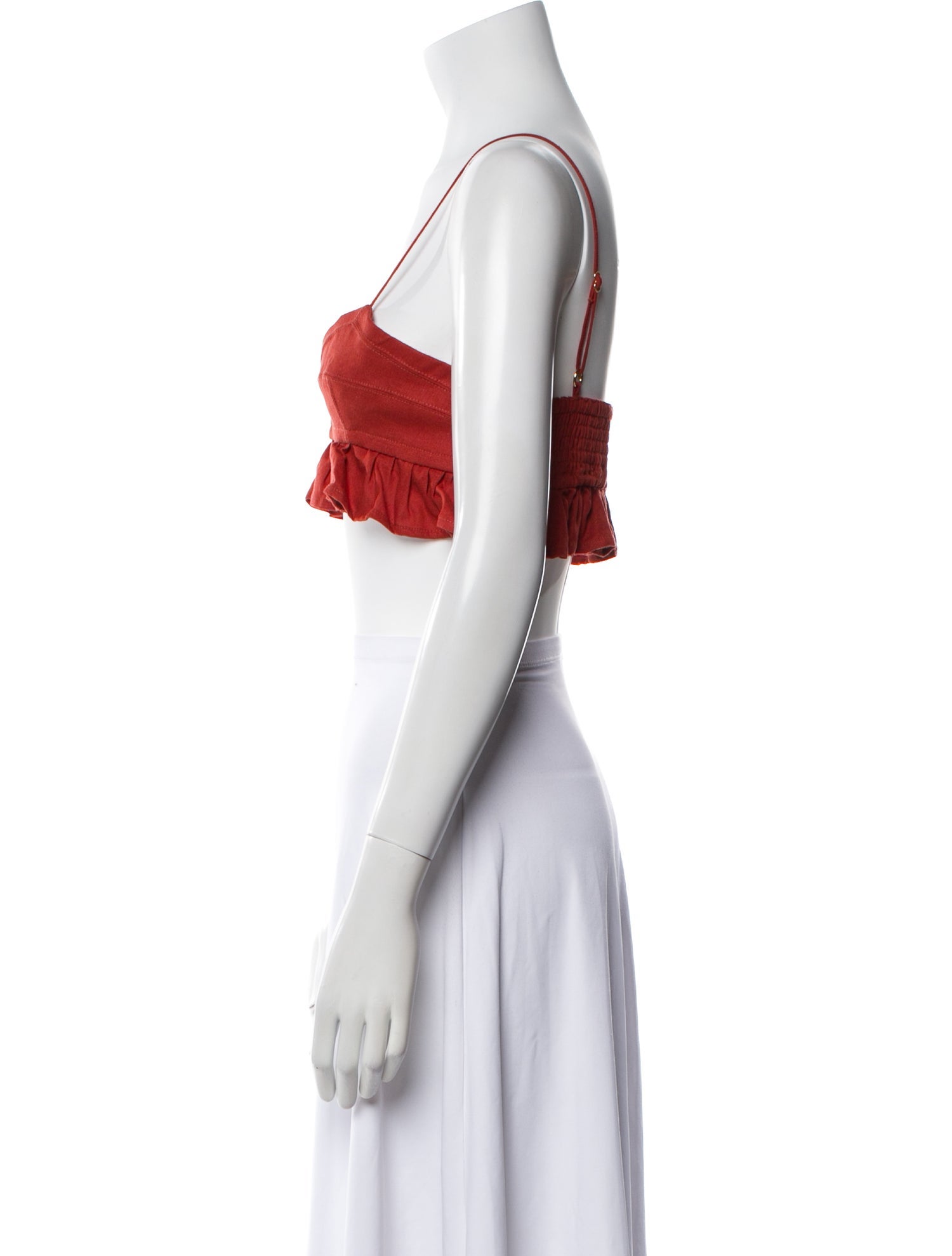 Agua Bendita Linen Square Neckline Crop Top