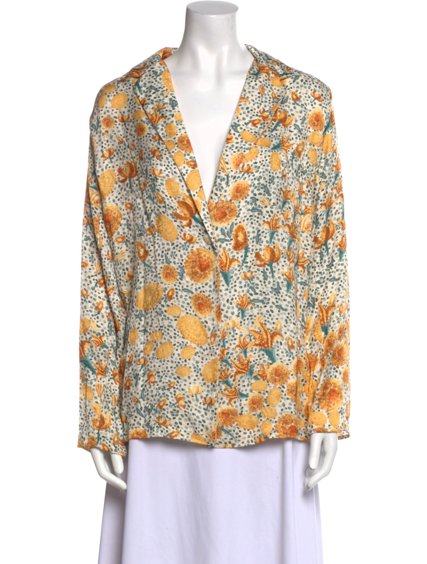Agua Bendita Floral Print V-Neck Blouse w/ Tags