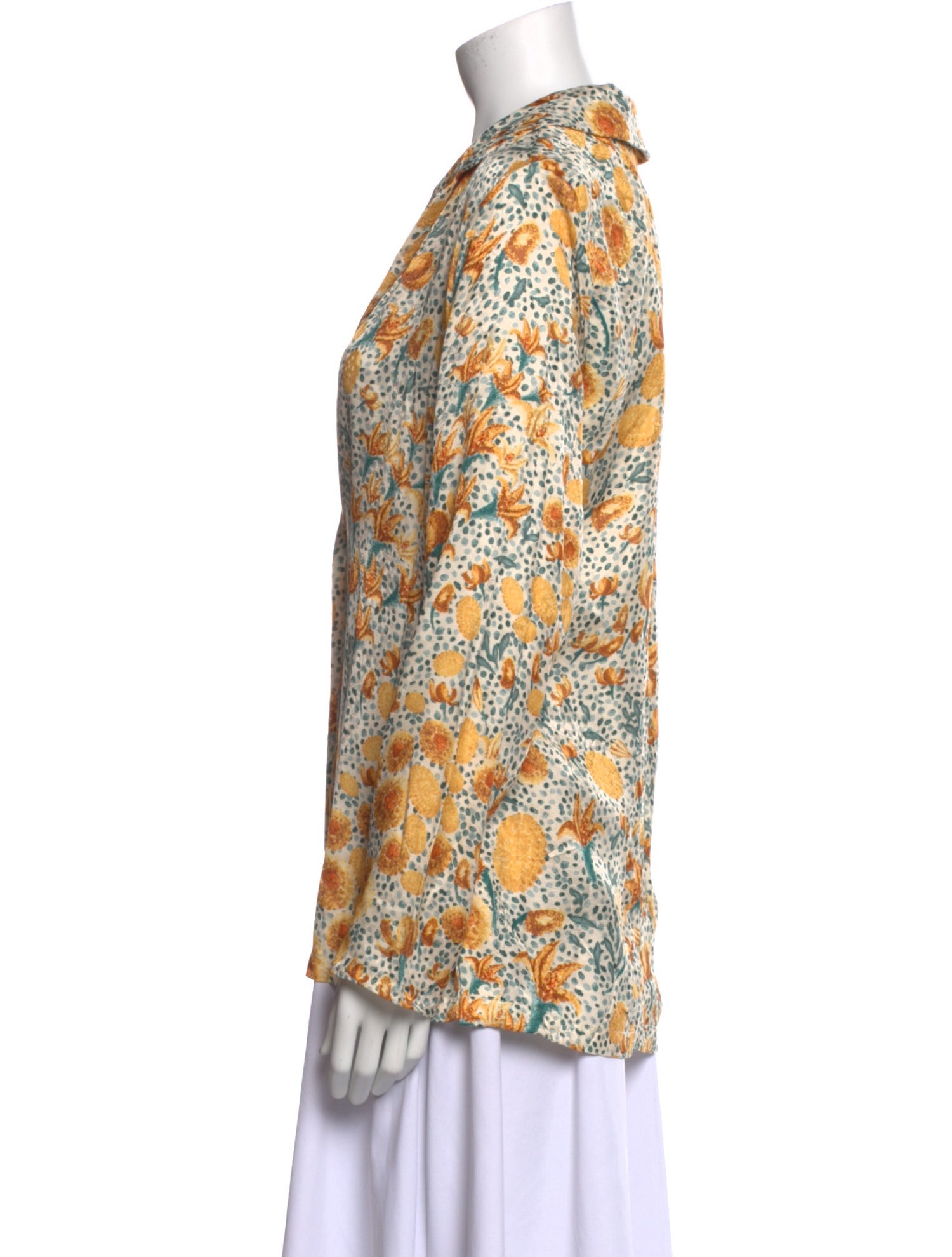 Agua Bendita Floral Print V-Neck Blouse w/ Tags