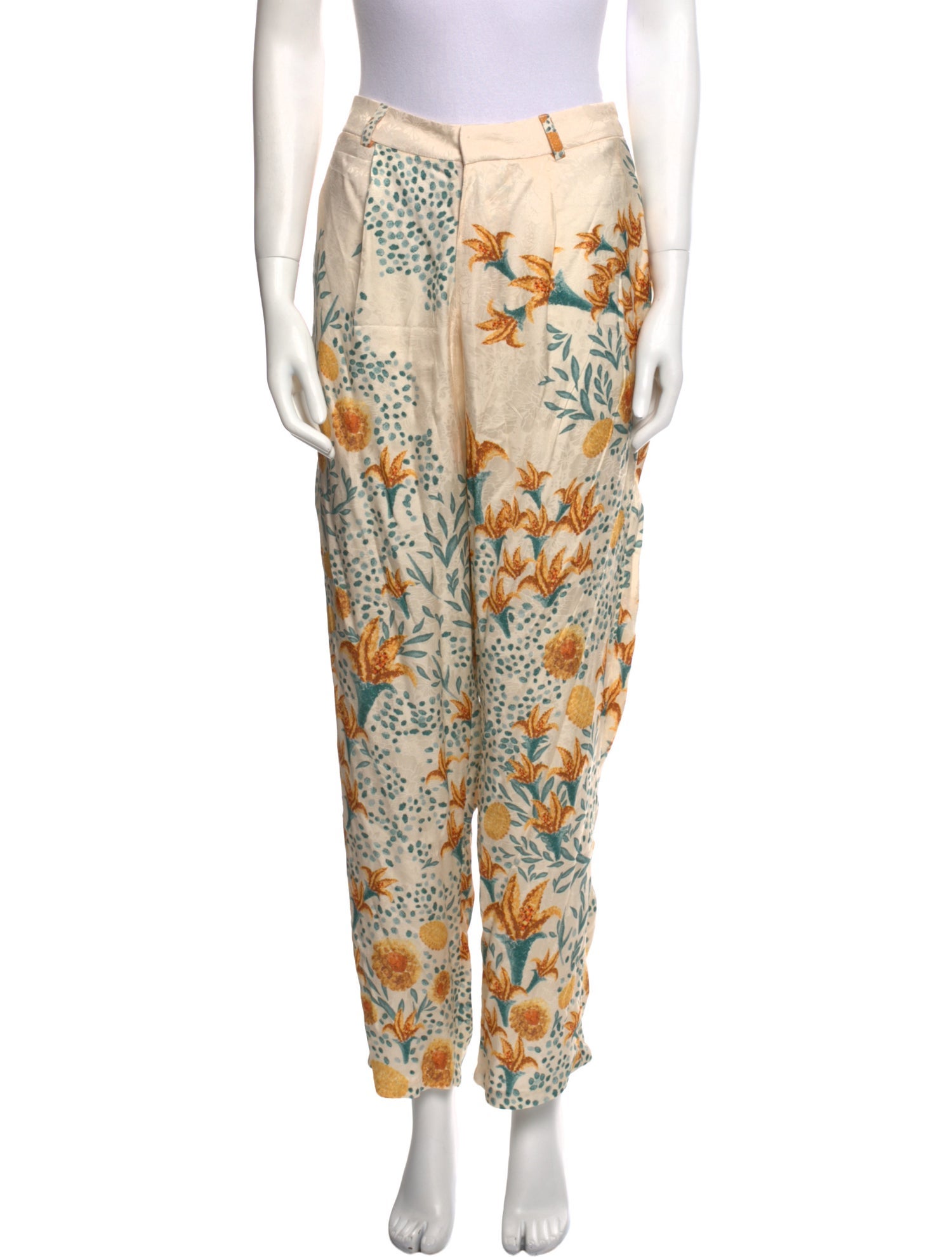 Agua Bendita Silk Straight Leg Pants