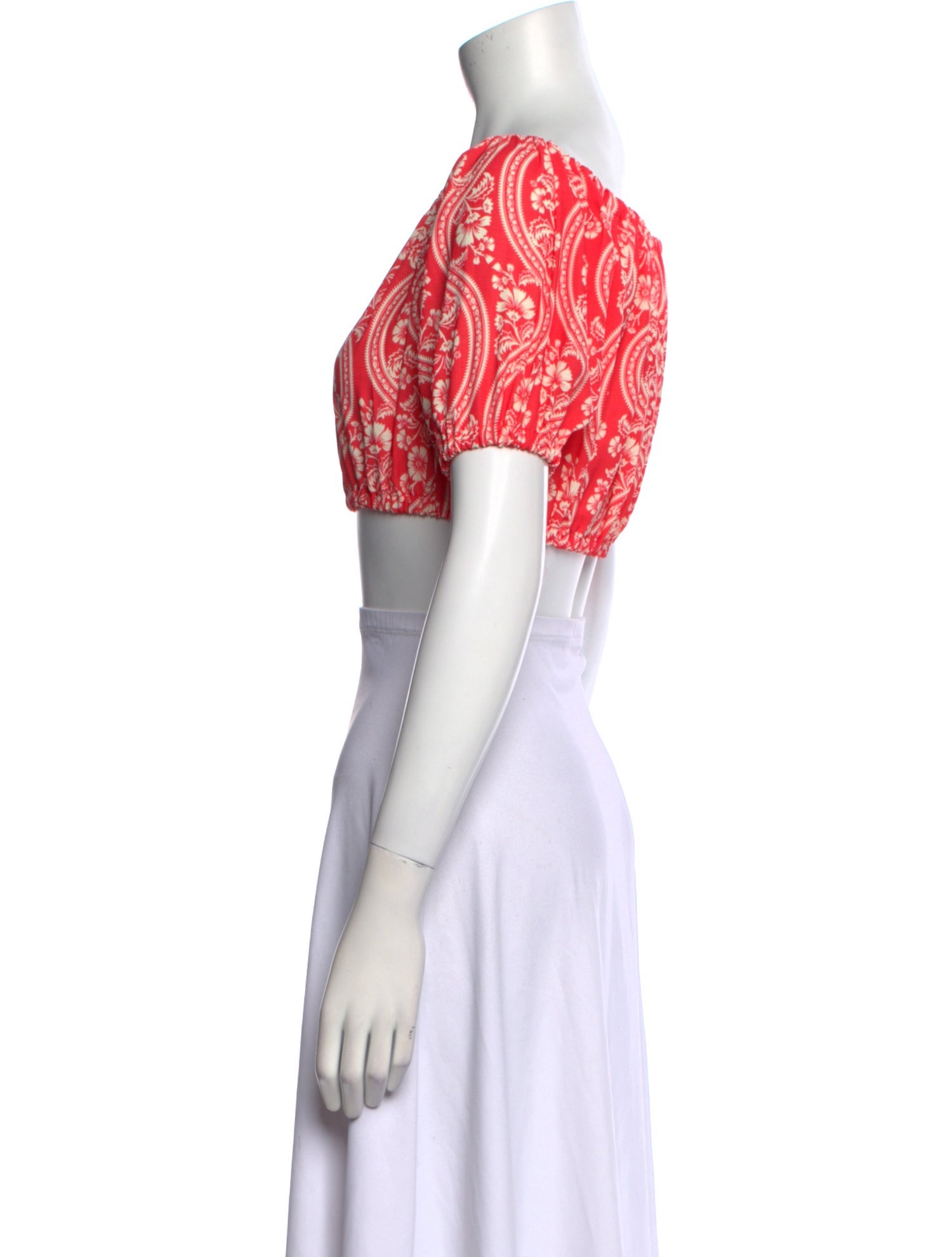 Agua Bendita Paisley Print Bateau Neckline Crop Top