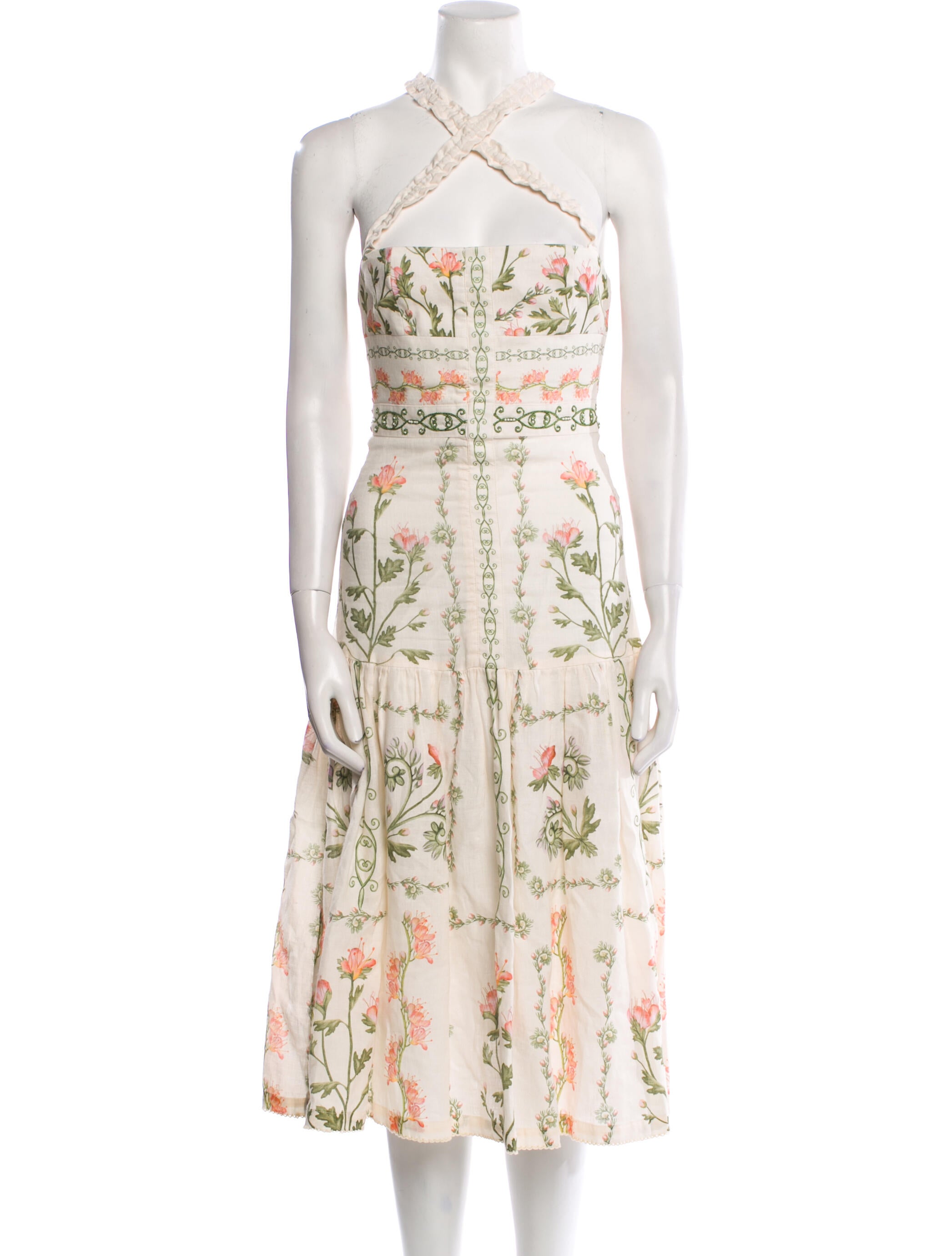 Agua Bendita Linen Midi Length Dress