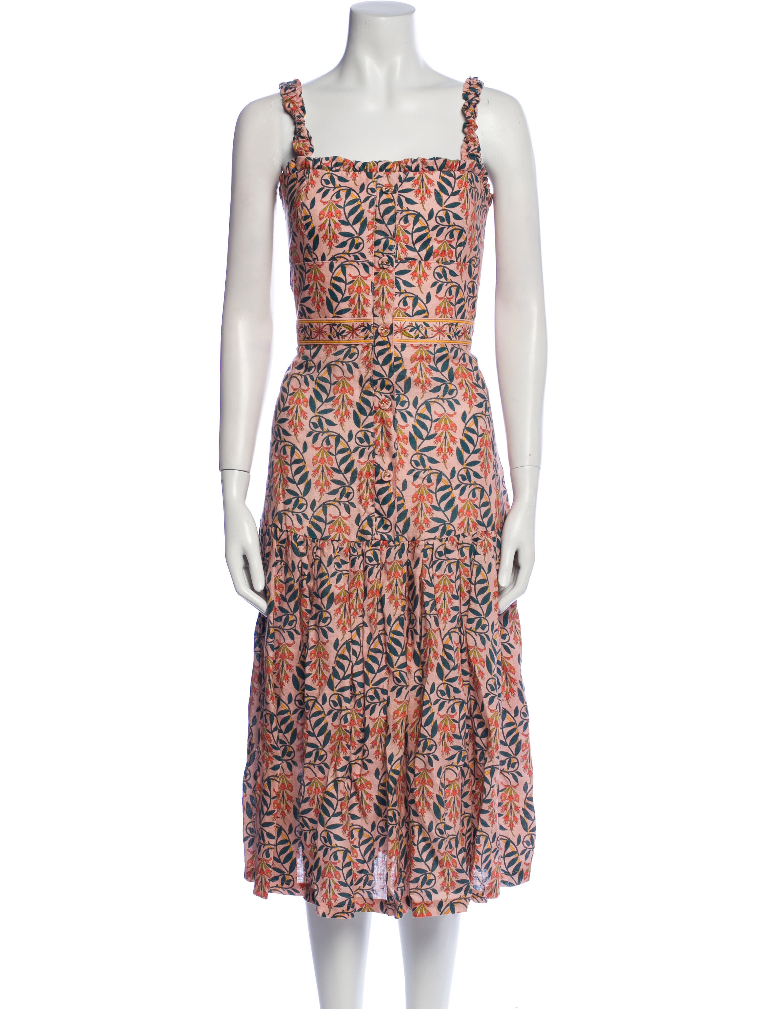 Agua Bendita Linen Midi Length Dress