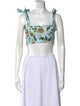 Agua Bendita Floral Print Square Neckline Crop Top