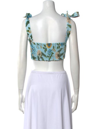 Agua Bendita Floral Print Square Neckline Crop Top