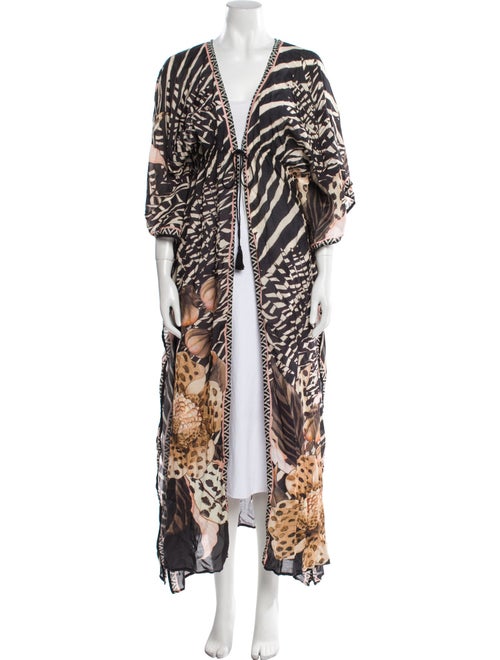 Agua Bendita Printed Beaded Accents Robe