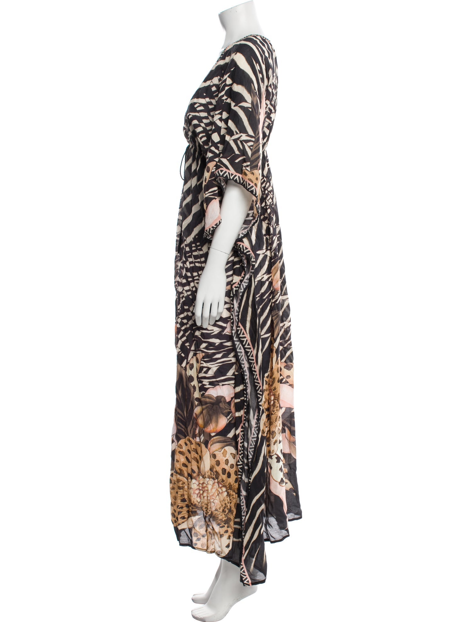 Agua Bendita Printed Beaded Accents Robe