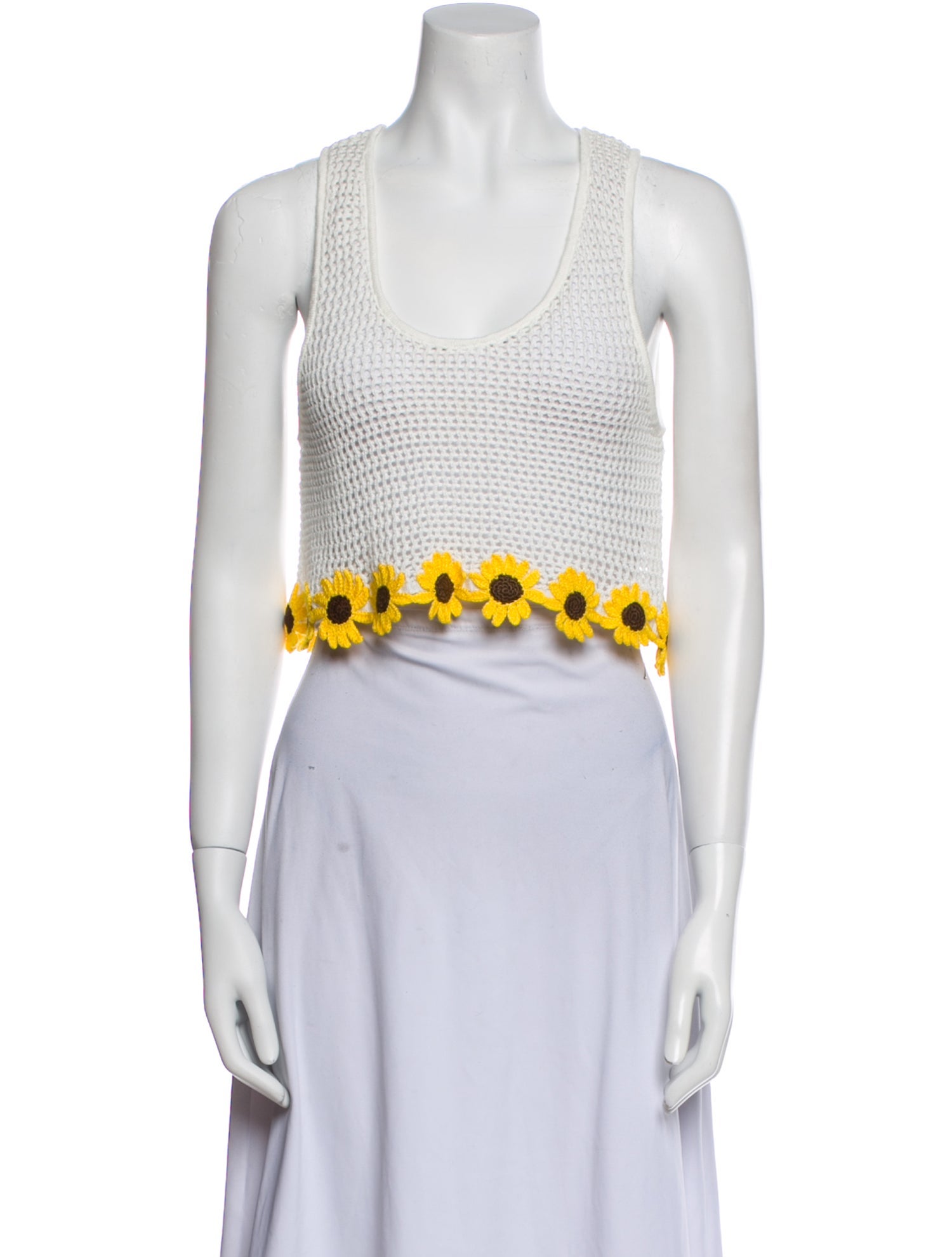 Agua Bendita Printed Scoop Neck Crop Top