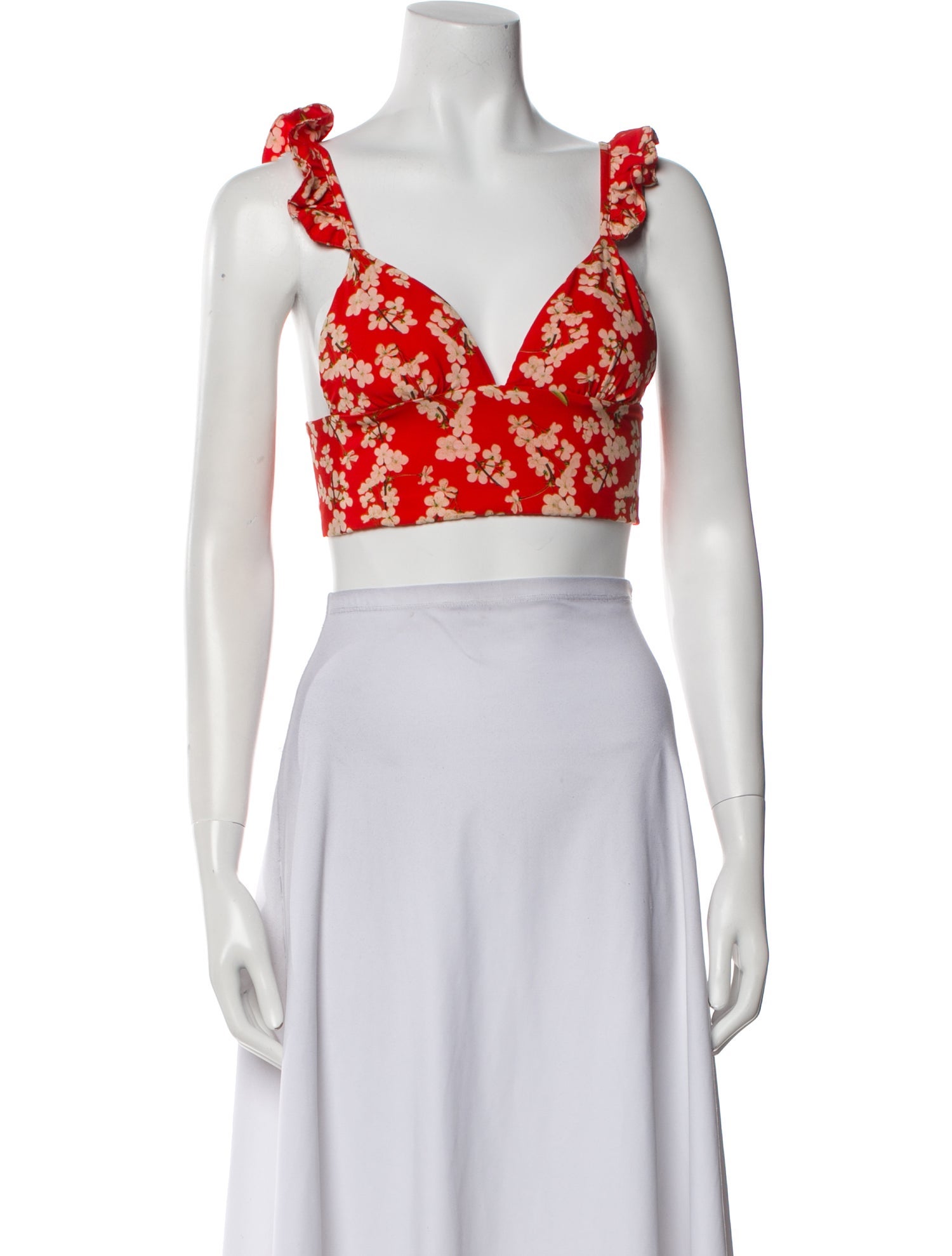 Agua Bendita Floral Print V-Neck Crop Top