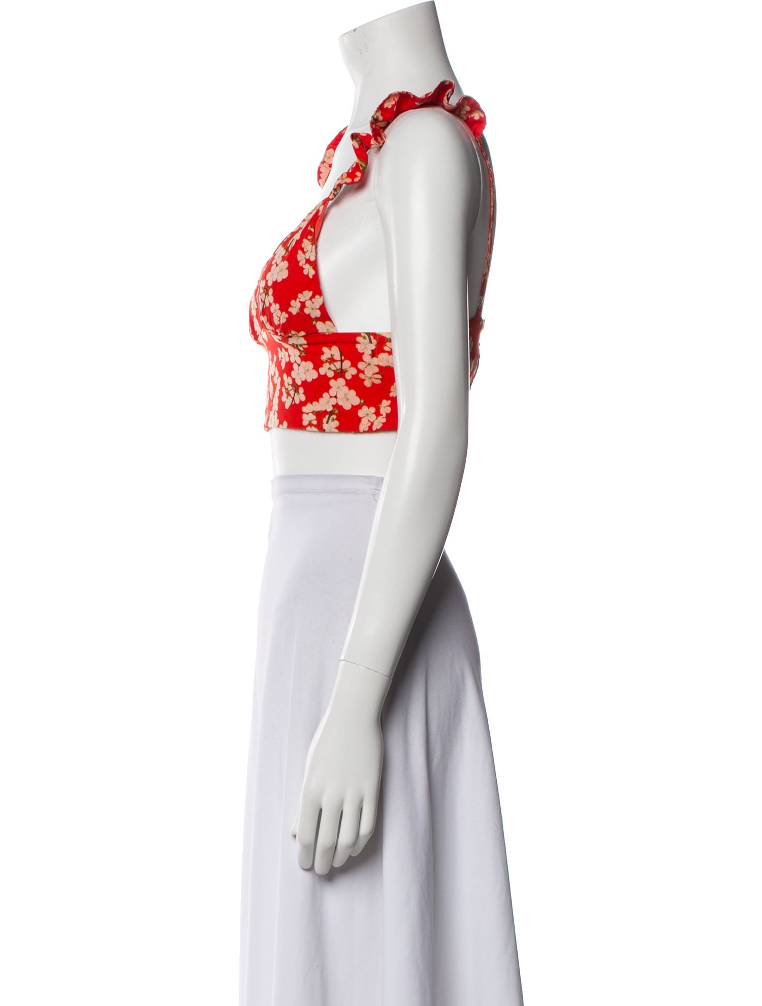 Agua Bendita Floral Print V-Neck Crop Top