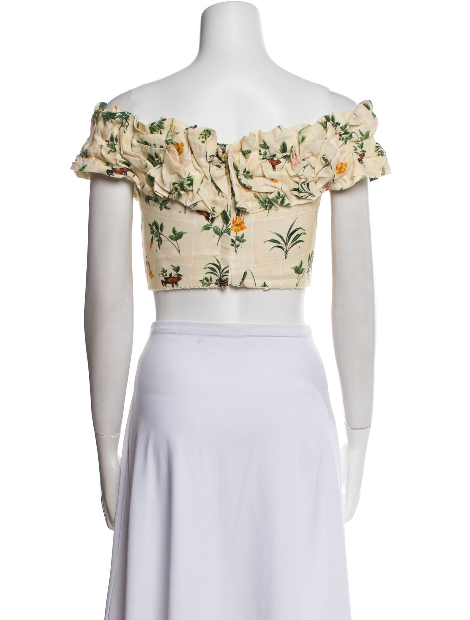 Agua Bendita Linen Floral Print Crop Top