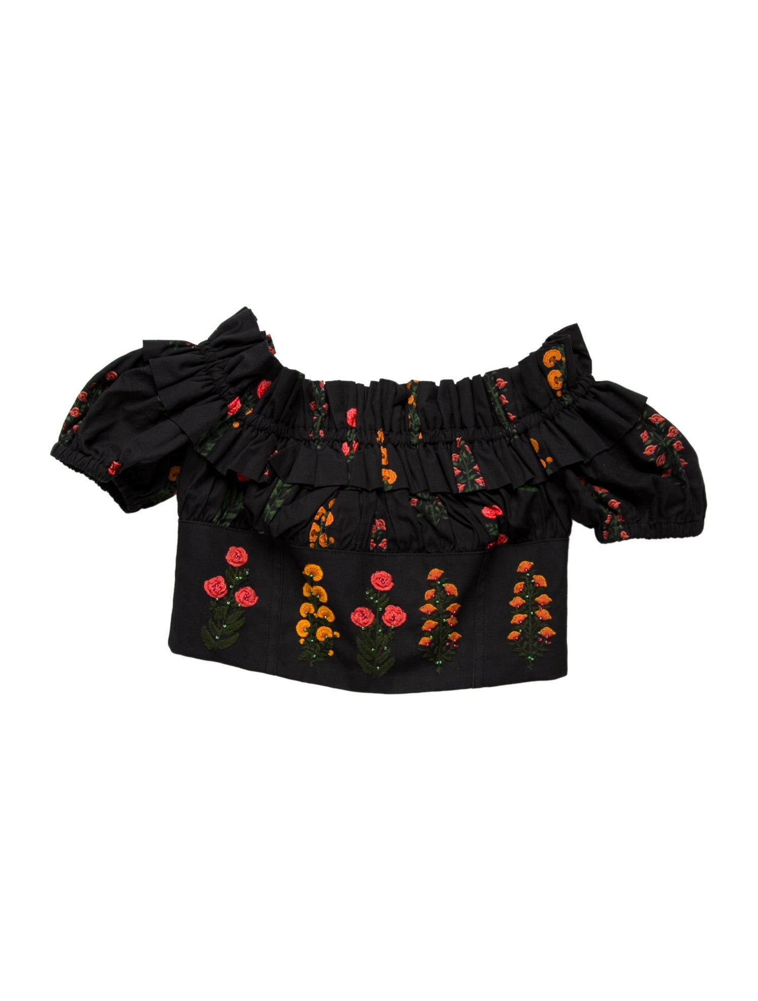 Agua Bendita Patterned Square Neckline Crop Top