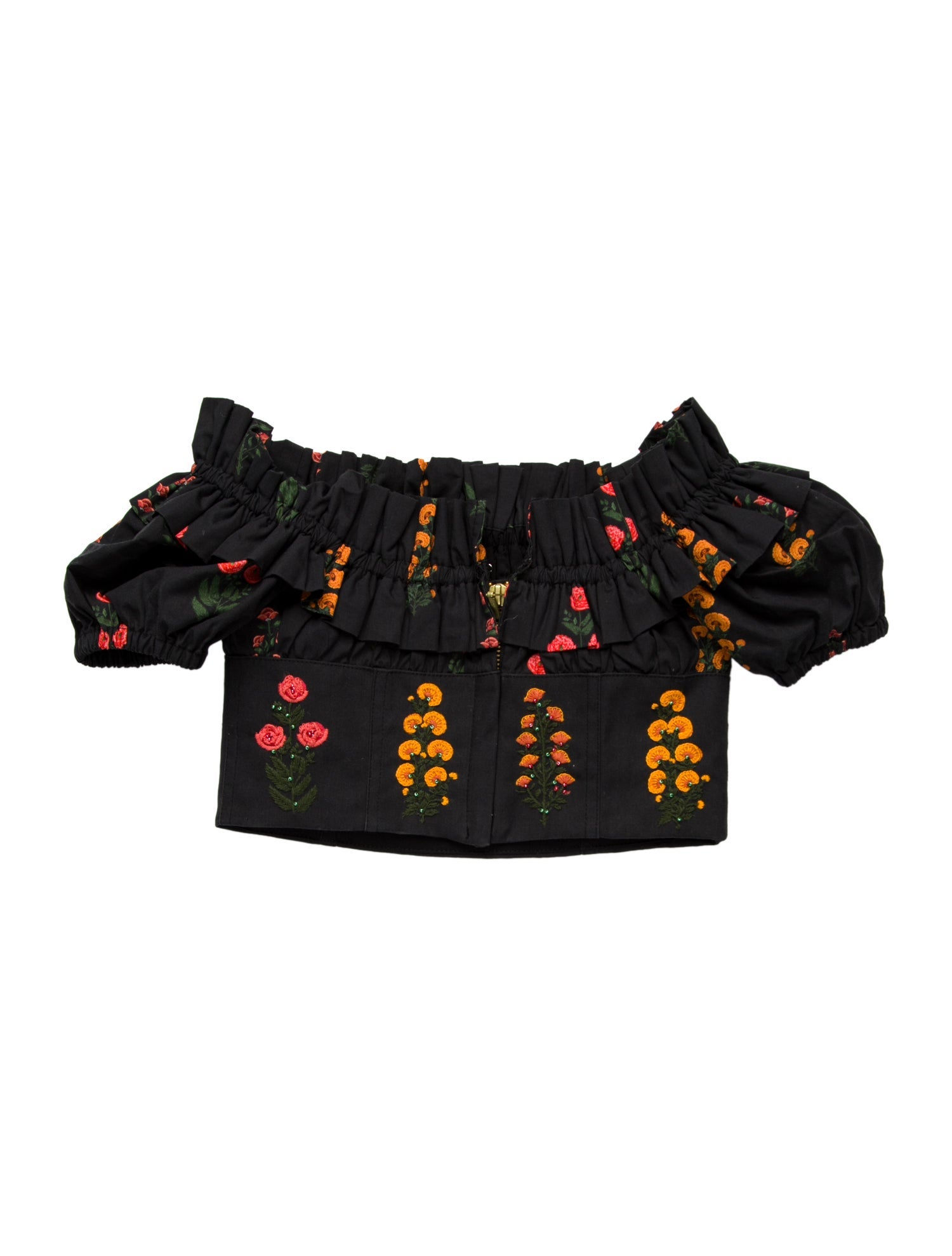 Agua Bendita Patterned Square Neckline Crop Top