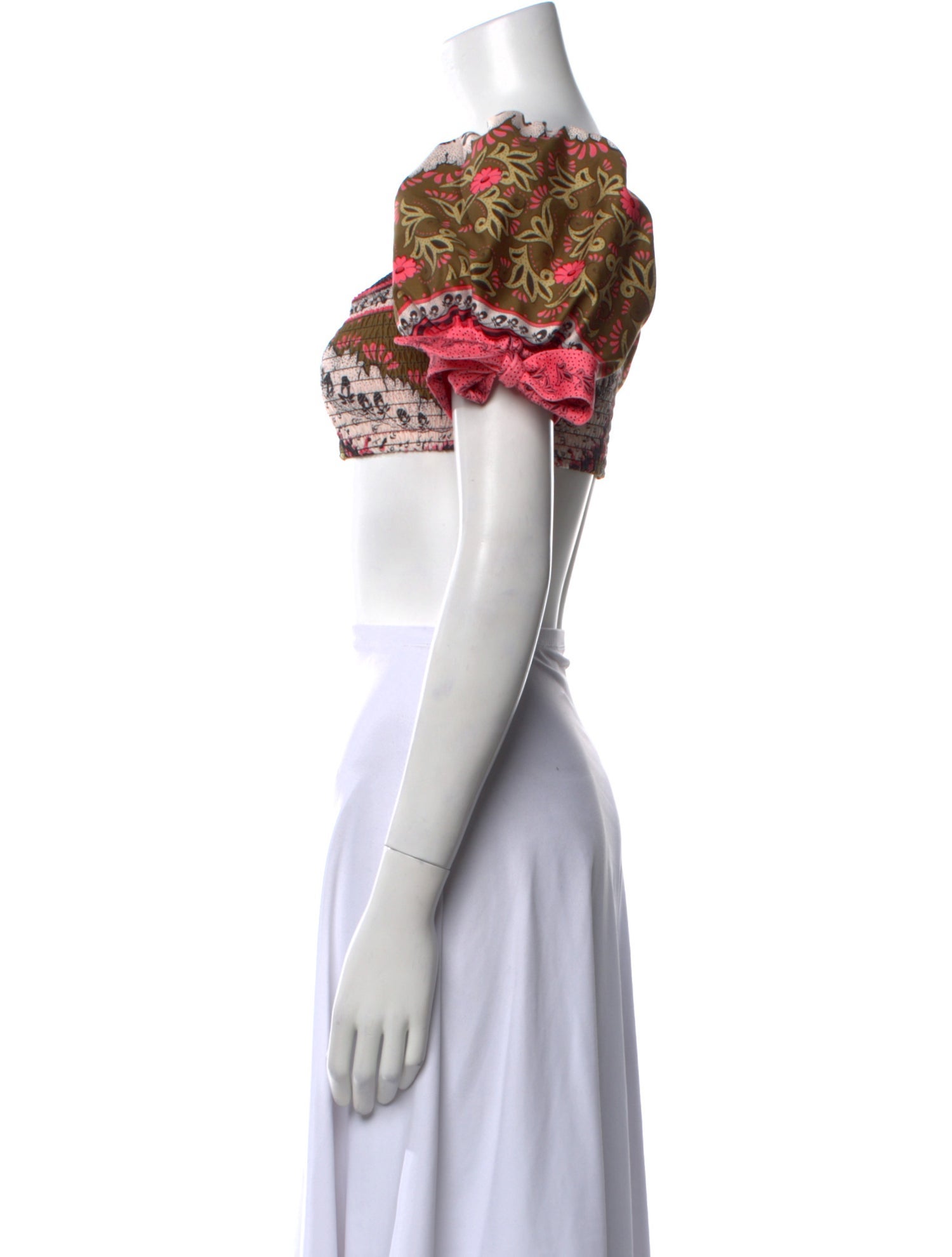 Agua Bendita Printed Square Neckline Crop Top