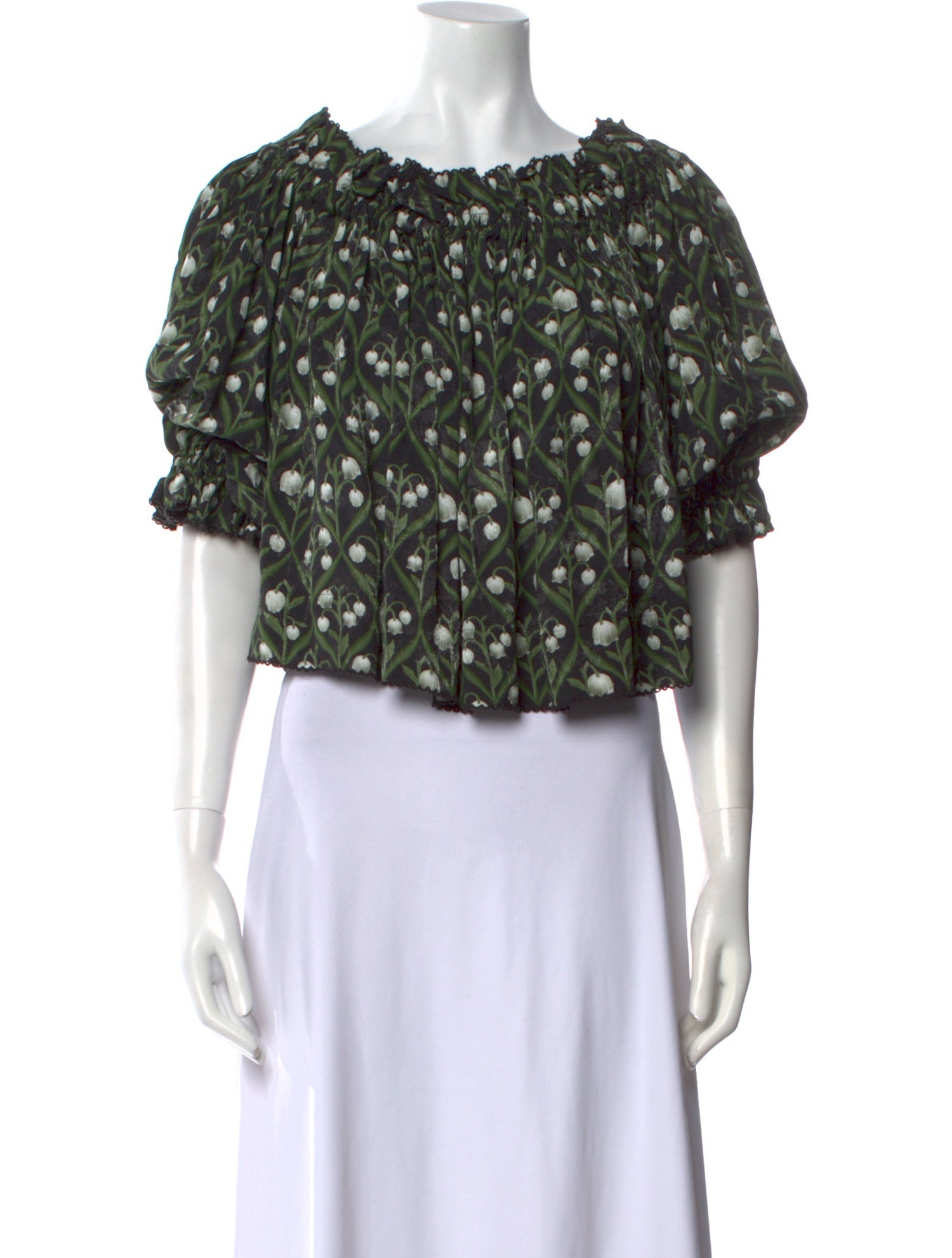 Agua Bendita Silk Floral Print Crop Top