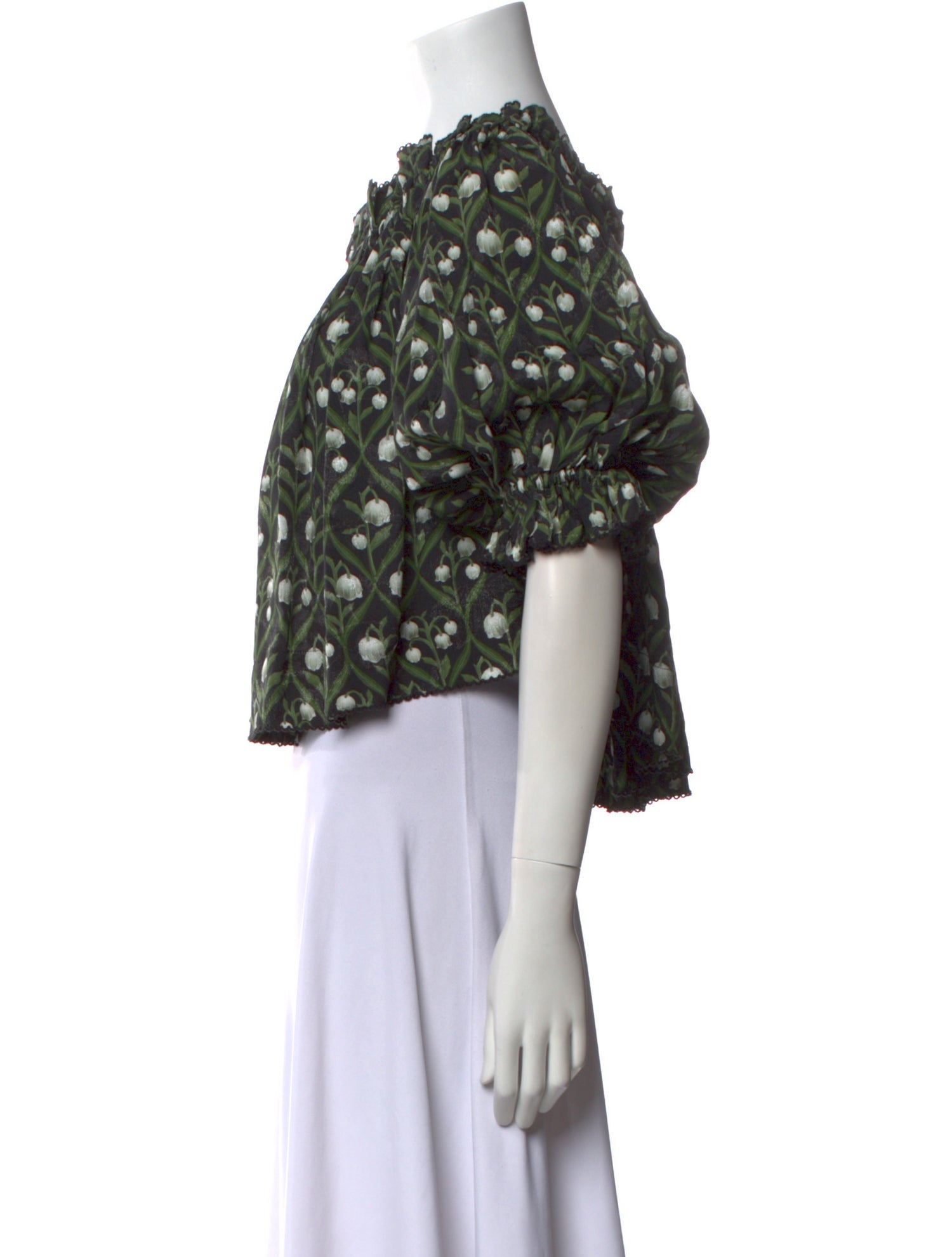 Agua Bendita Silk Floral Print Crop Top