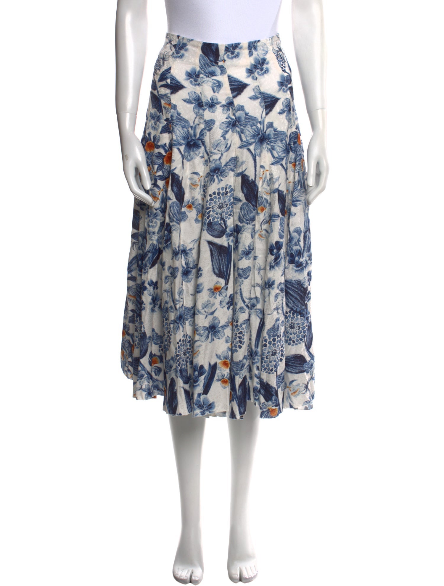 Agua Bendita Floral Print Midi Length Skirt