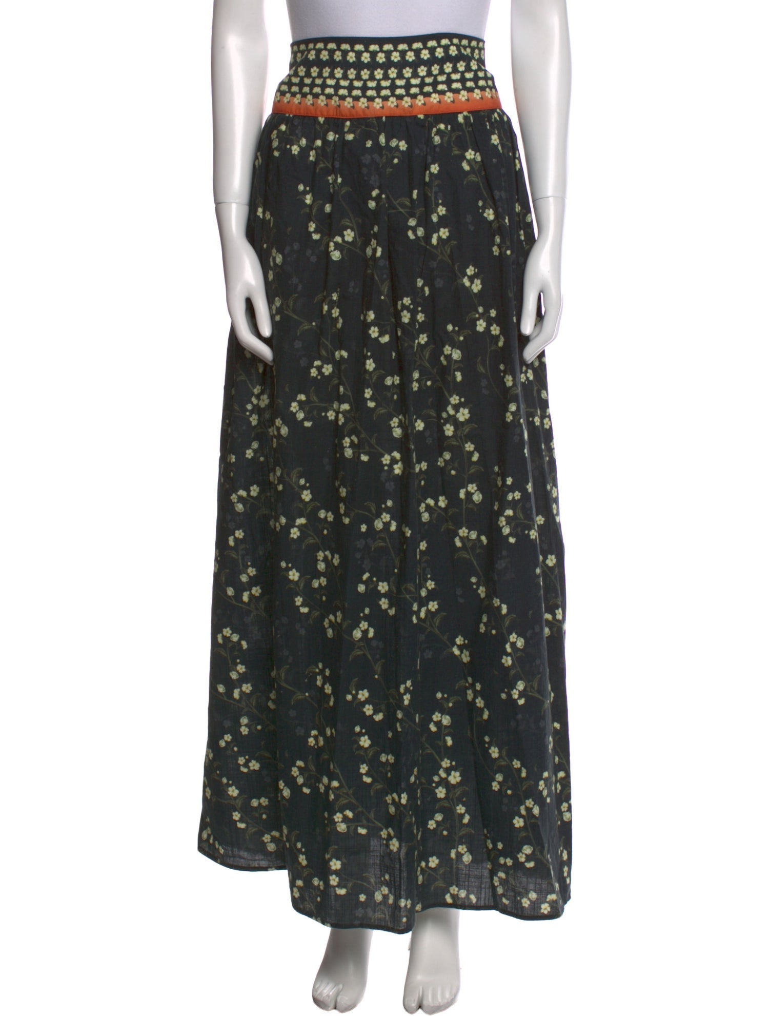 Agua Bendita Floral Print Long Skirt