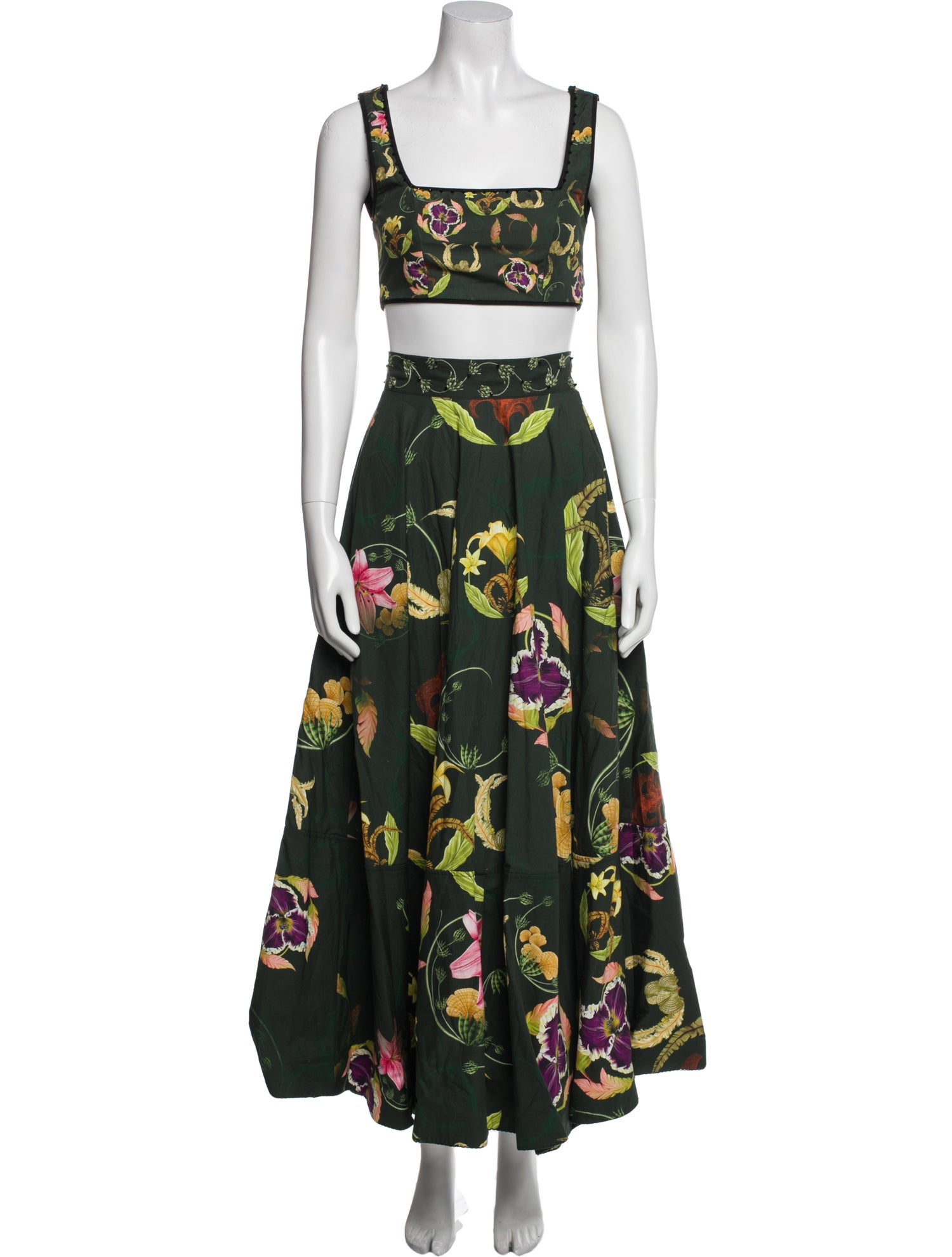 Agua Bendita Printed Crystal Embellishments Skirt Set w/ Tags
